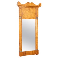 Antique 19th Century Tall Birch Biedermeier Mirror