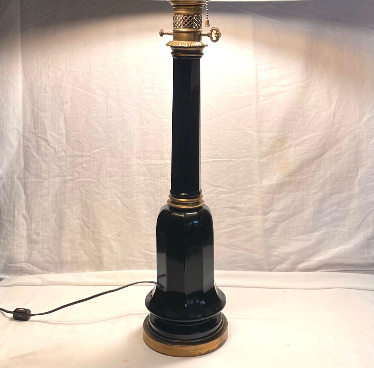 19th Century Tall Black Glass Table Lamp 3