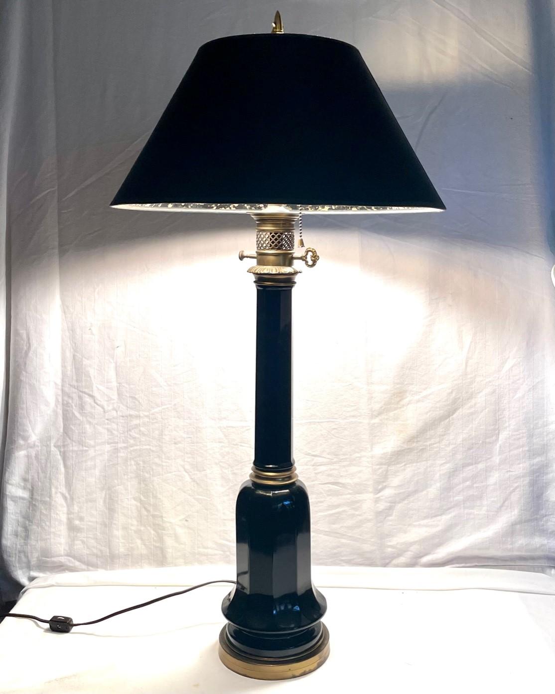 19th Century Tall Black Glass Table Lamp 4