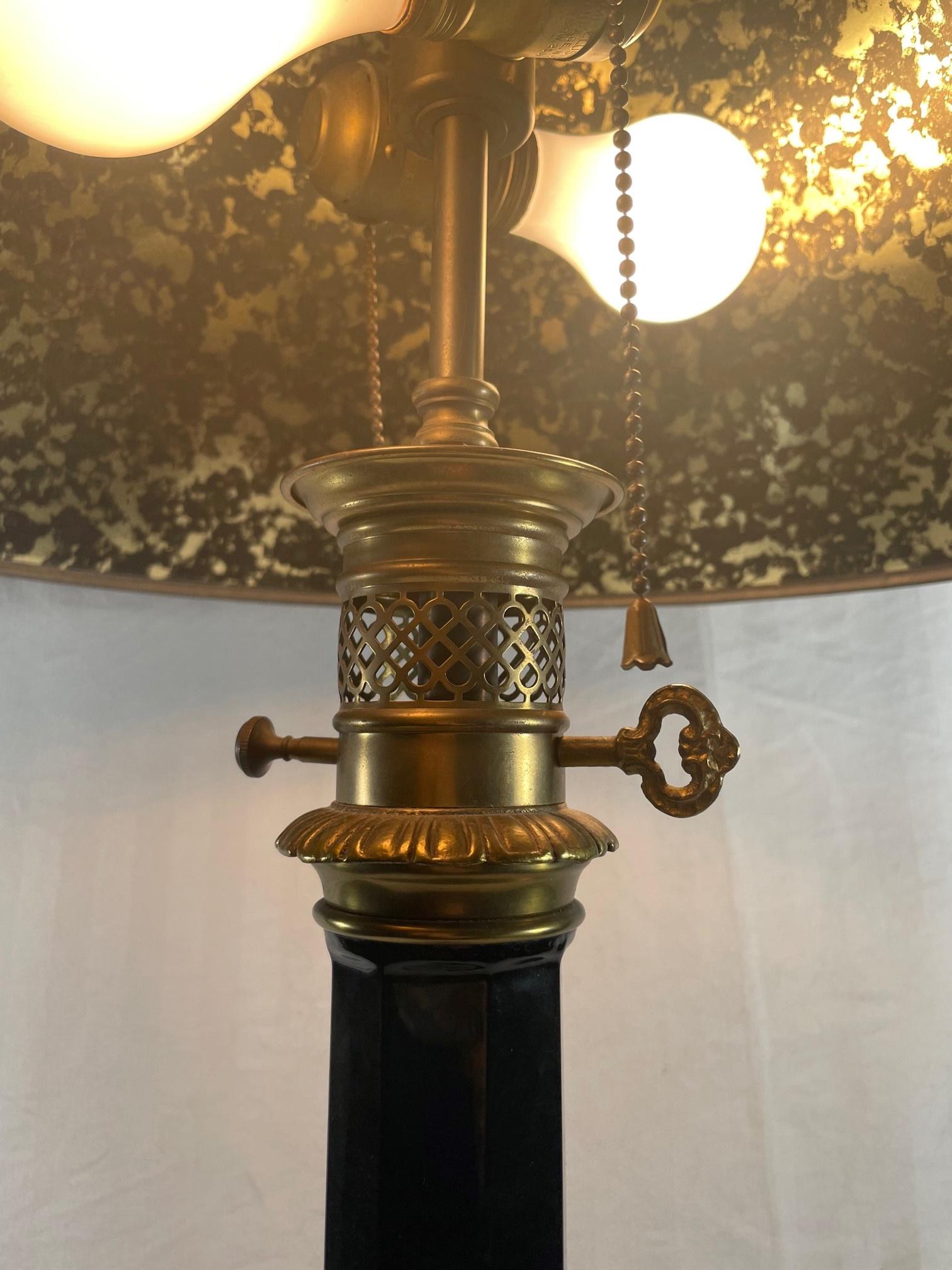 Victorian 19th Century Tall Black Glass Table Lamp