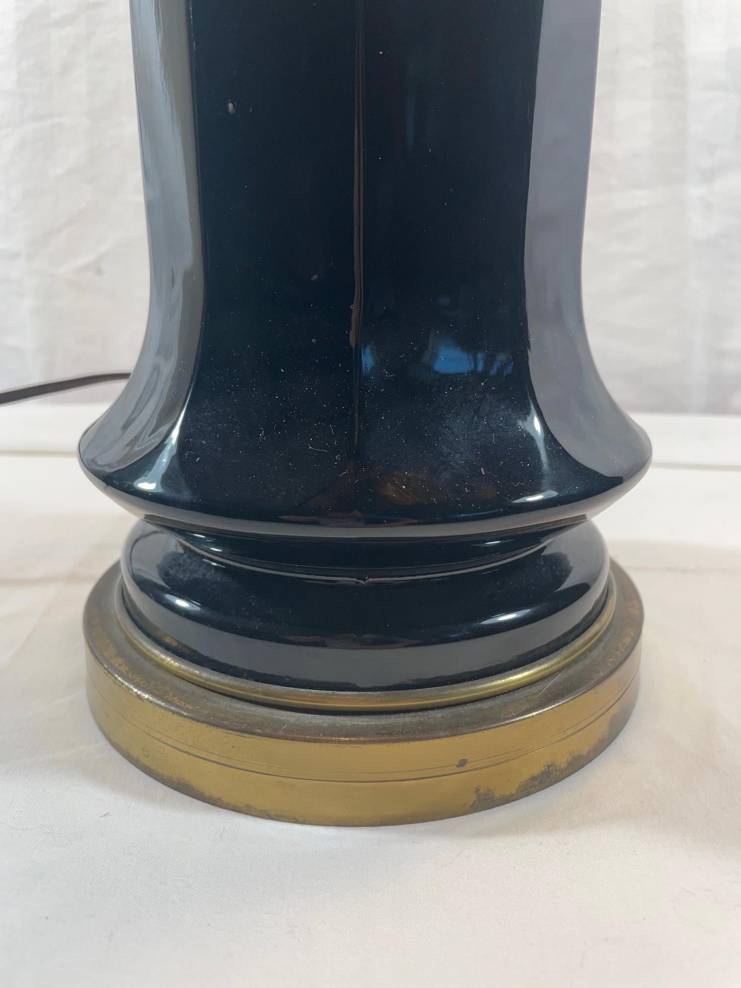 Other 19th Century Tall Black Glass Table Lamp