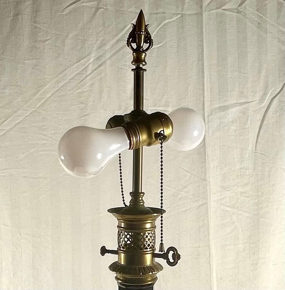 19th Century Tall Black Glass Table Lamp 2