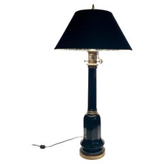 19th Century Tall Black Glass Table Lamp
