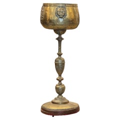 19th Century Tall Brass Planter With Lion’s Head Handles