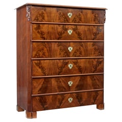 19th Century Tall Burr Walnut Chest of Drawers