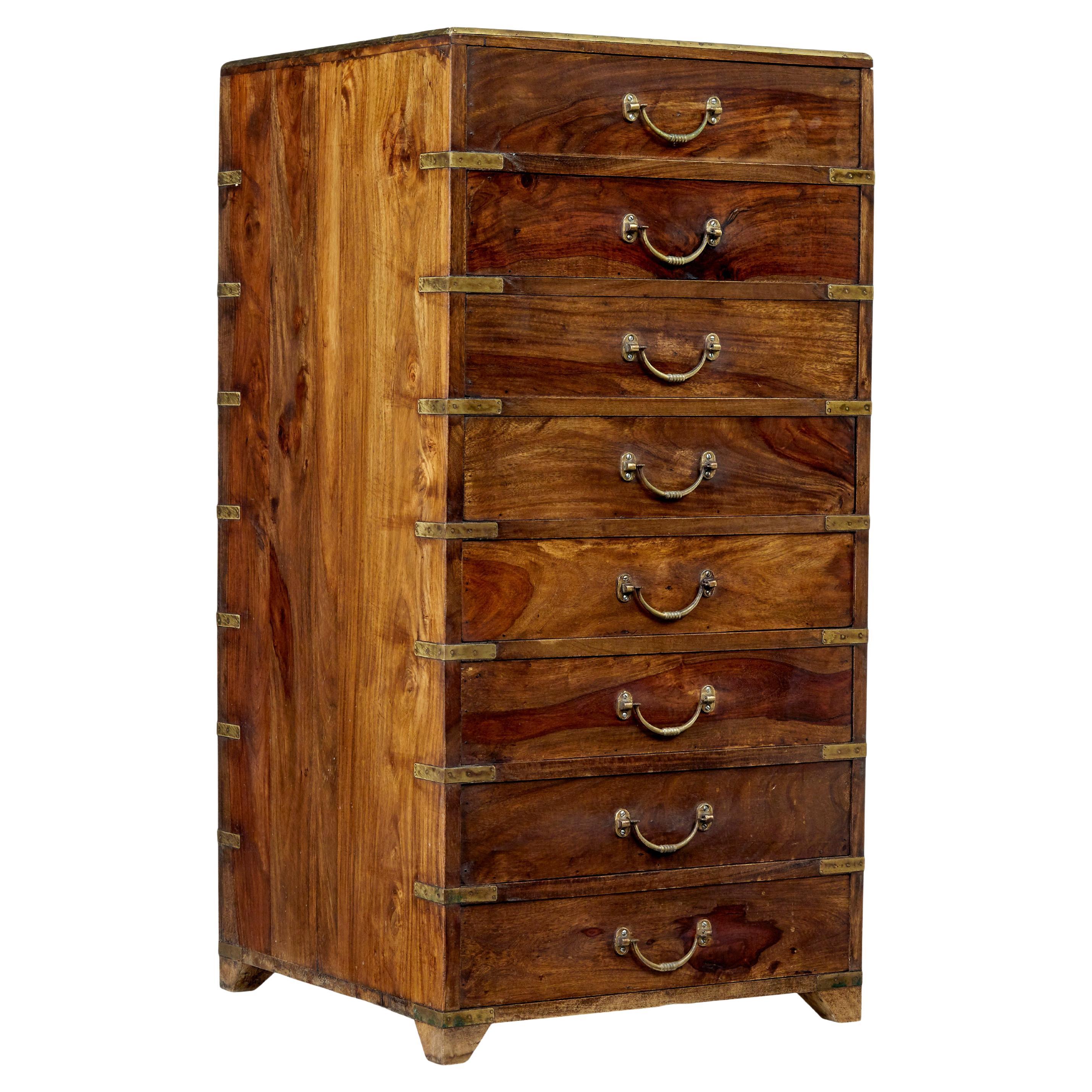 19th Century tall campaign chest of drawers