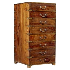 19th century tall campaign chest of drawers