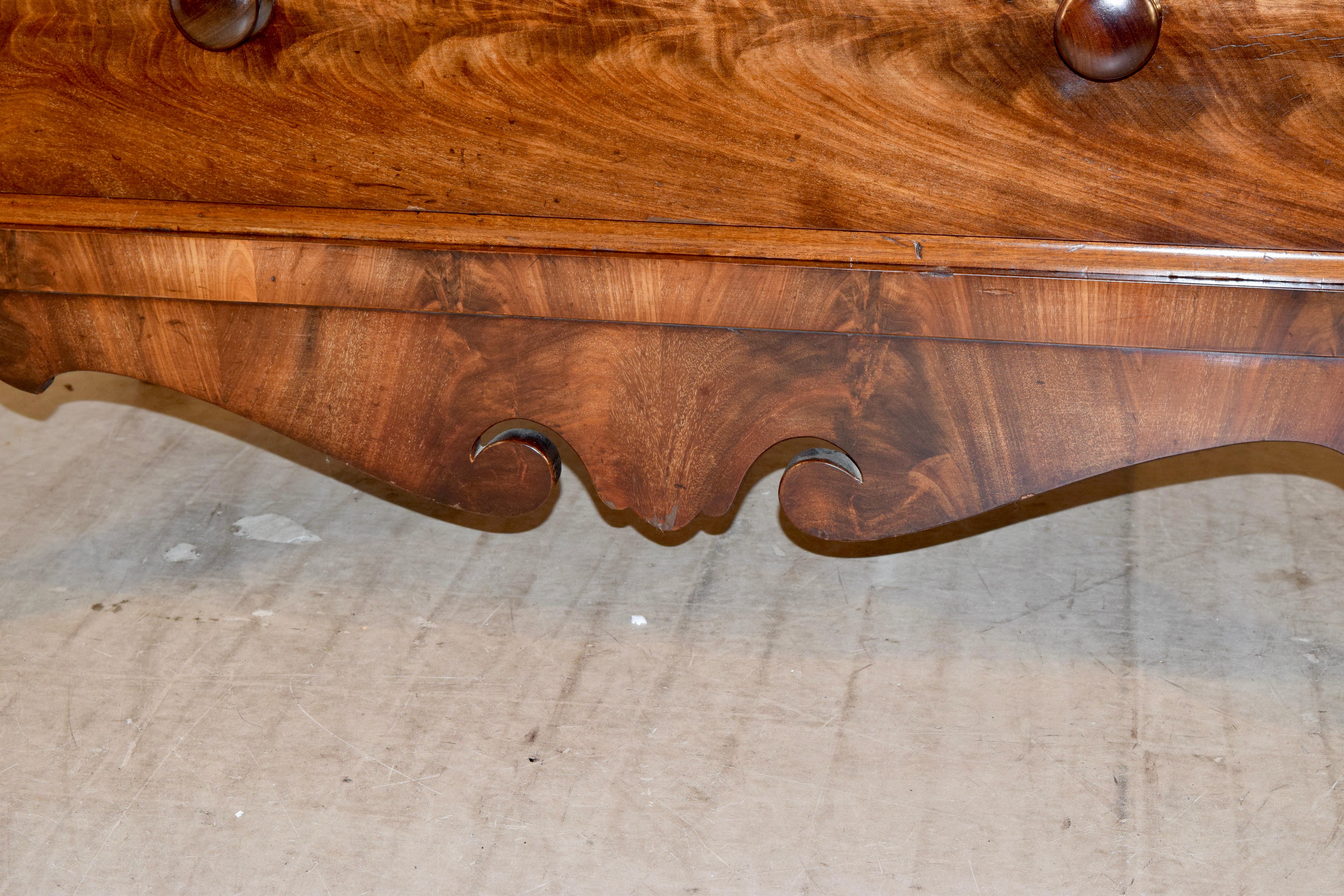 19th Century Tall Flame Mahogany Chest For Sale 6