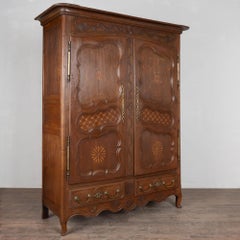 19th Century Tall French Armoire with Inlaid Details