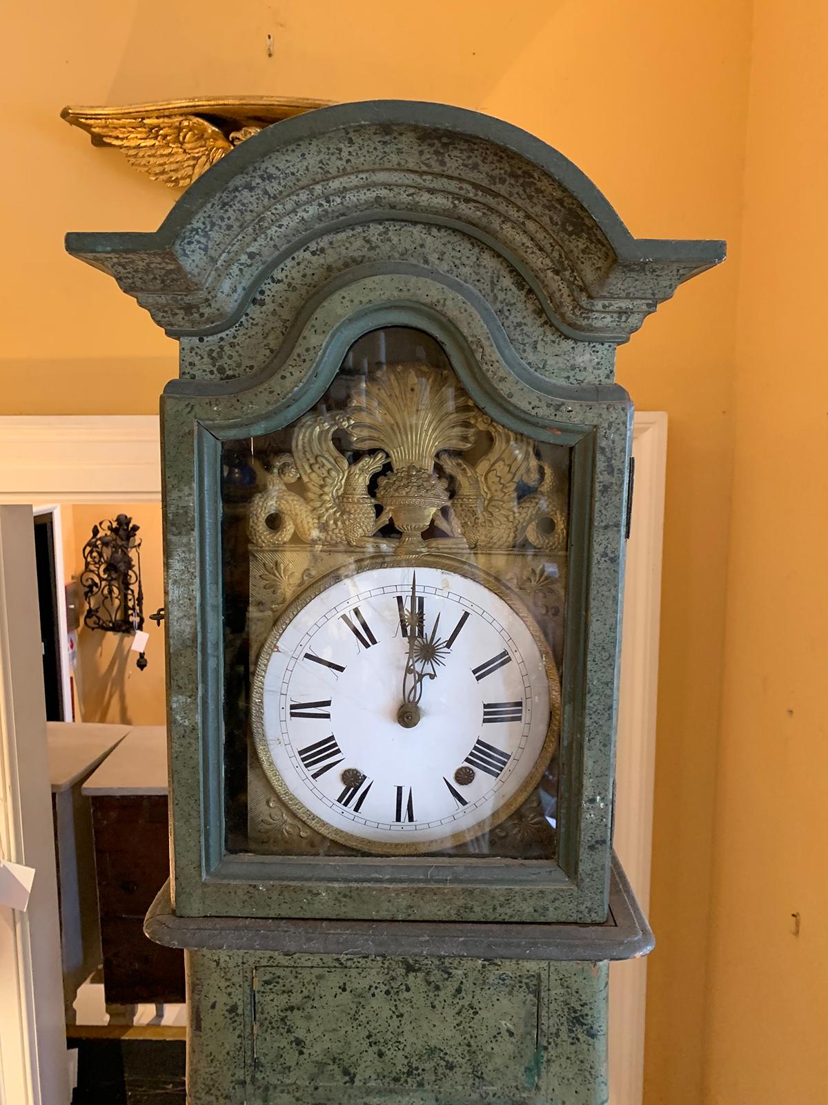 19th Century Tall French Painted Longcase Clock For Sale 8