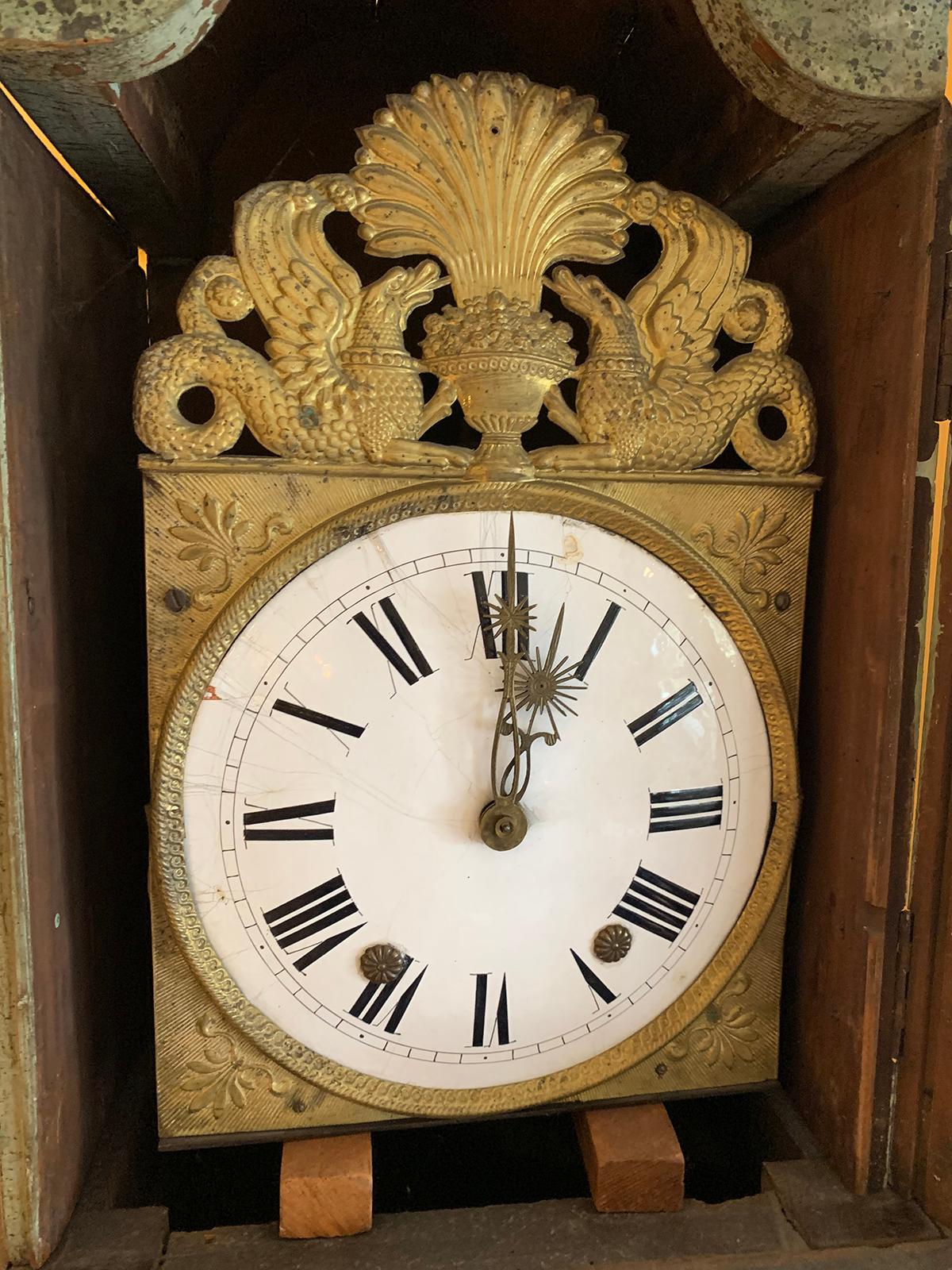 19th Century Tall French Painted Longcase Clock For Sale 10
