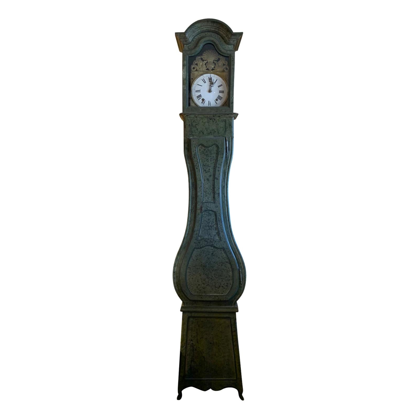 19th Century Tall French Painted Longcase Clock