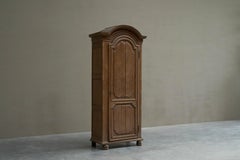 19th Century Tall French Single Door Armoire or Bonnetière Cabinet in Solid Oak
