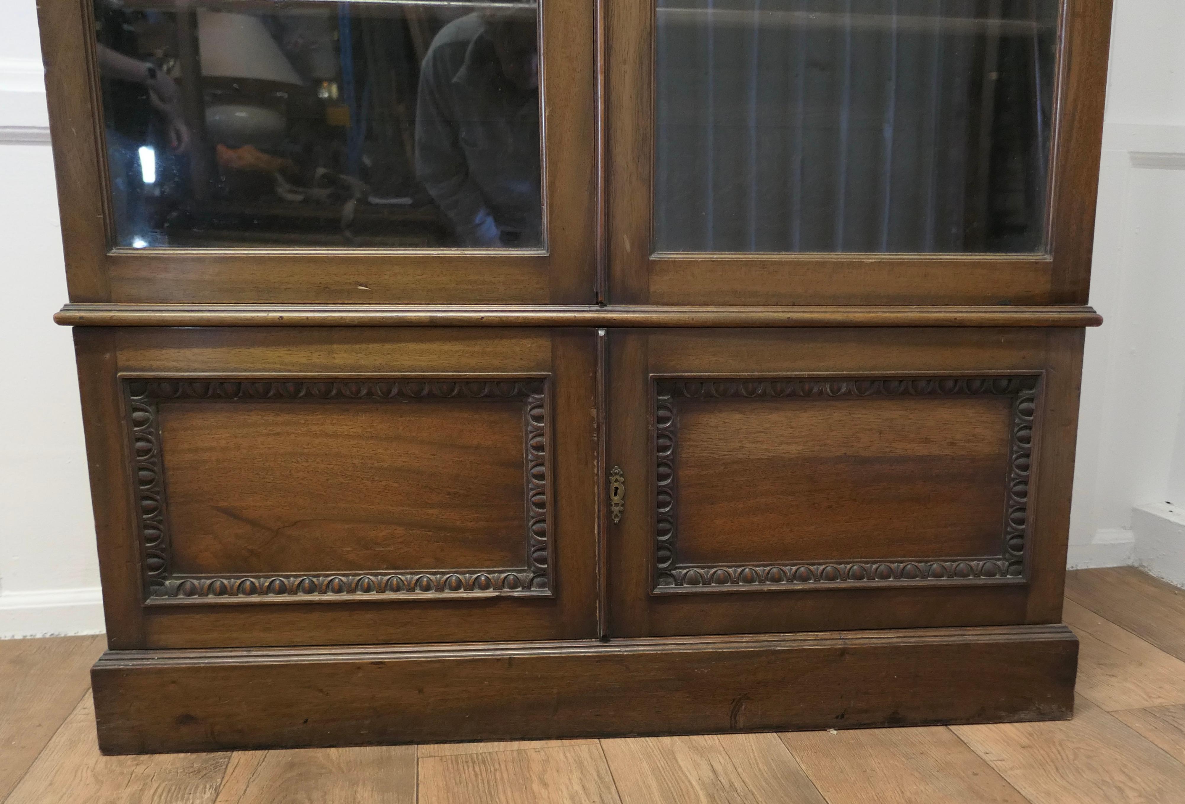 Adam Style 19th Century Tall Glazed Bookcase, with Cupboard under  For Sale