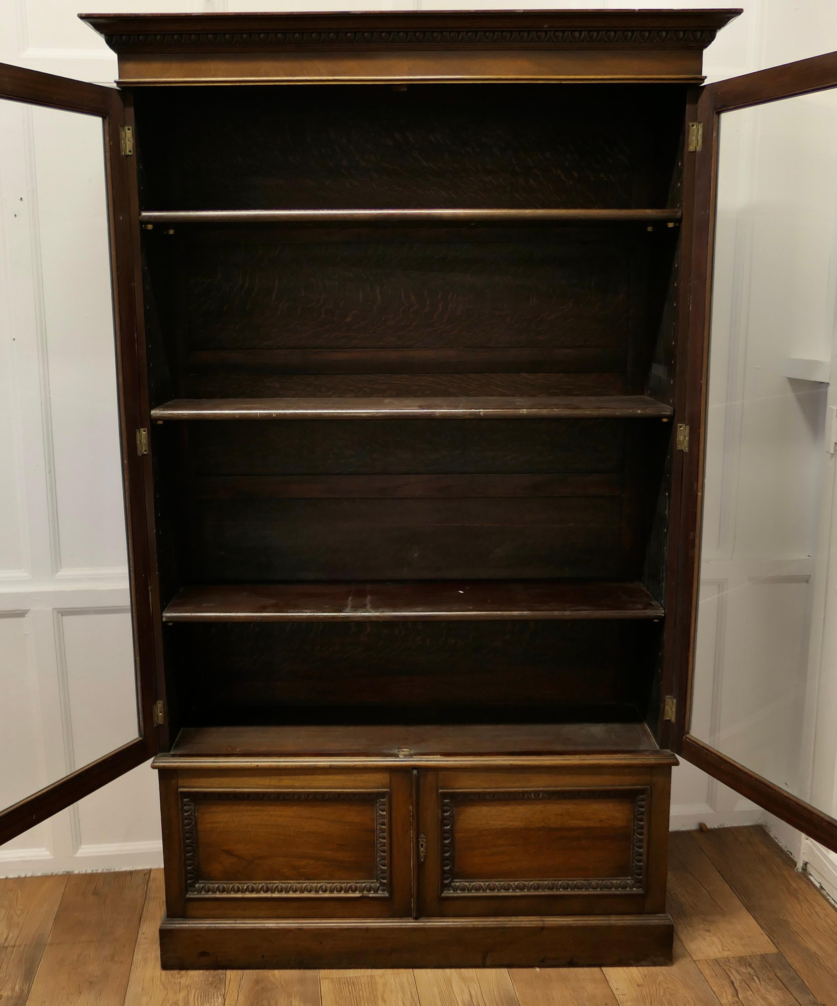 19th Century Tall Glazed Bookcase, with Cupboard under  For Sale 2