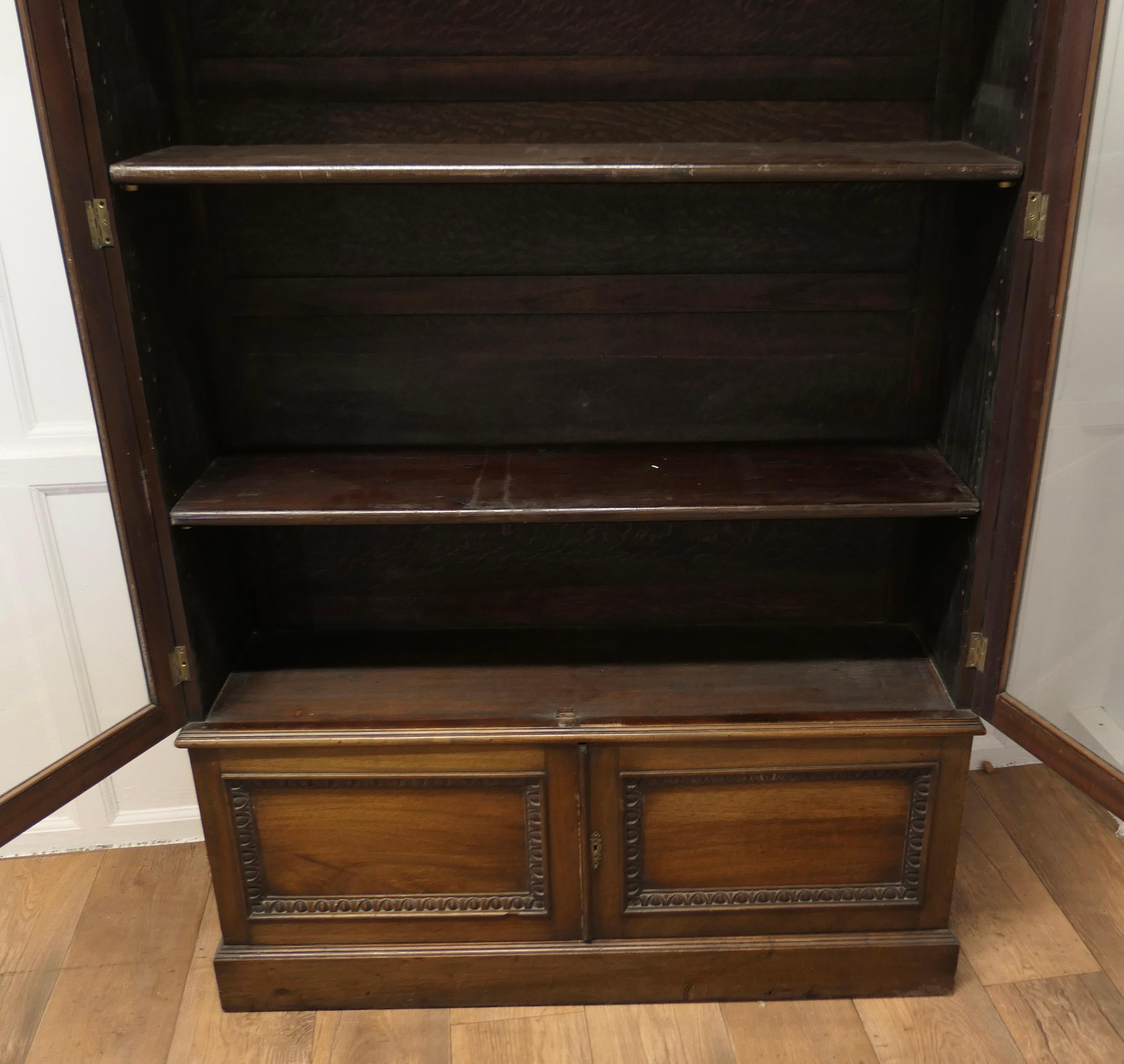 19th Century Tall Glazed Bookcase, with Cupboard under  For Sale 4