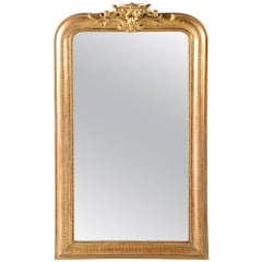 19th Century Tall Louis Philippe Gilt Mirror with Crest