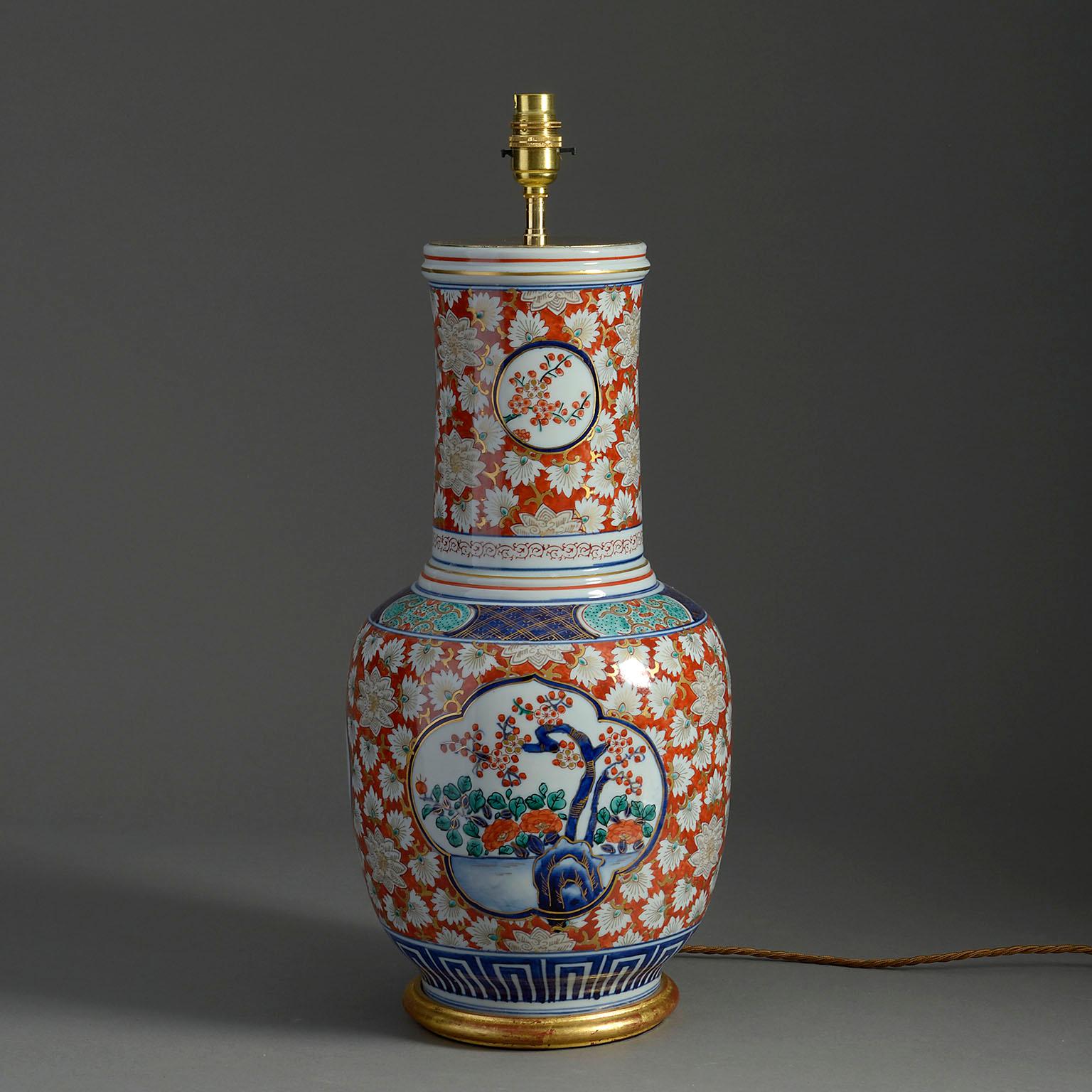 Japanese 19th Century Tall Meiji Period Imari Vase Lamp