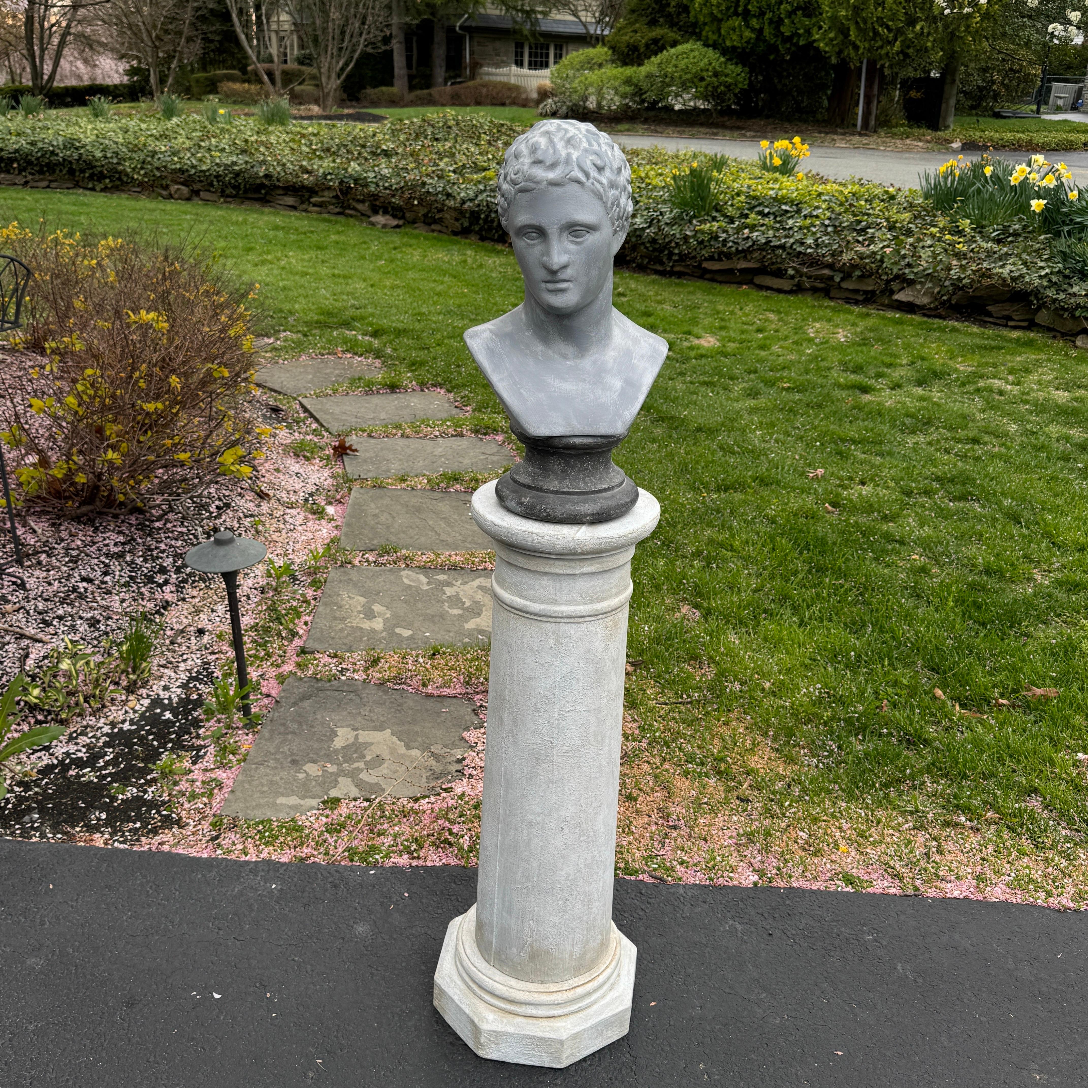 European 19th Century Tall Painted Wood Column Pedestal Stand Gustavian Style