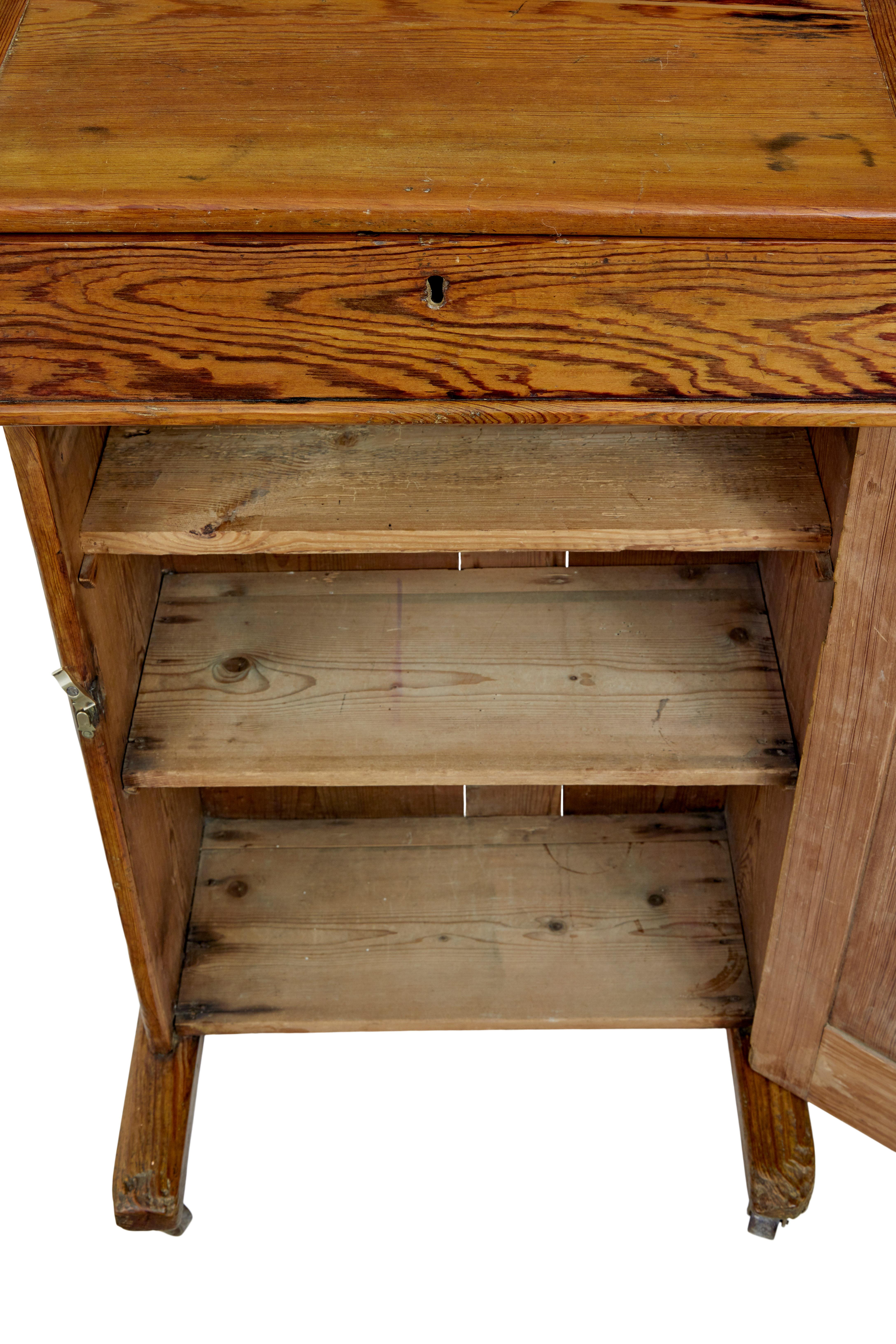 19th Century tall pine lecture writing desk For Sale 3