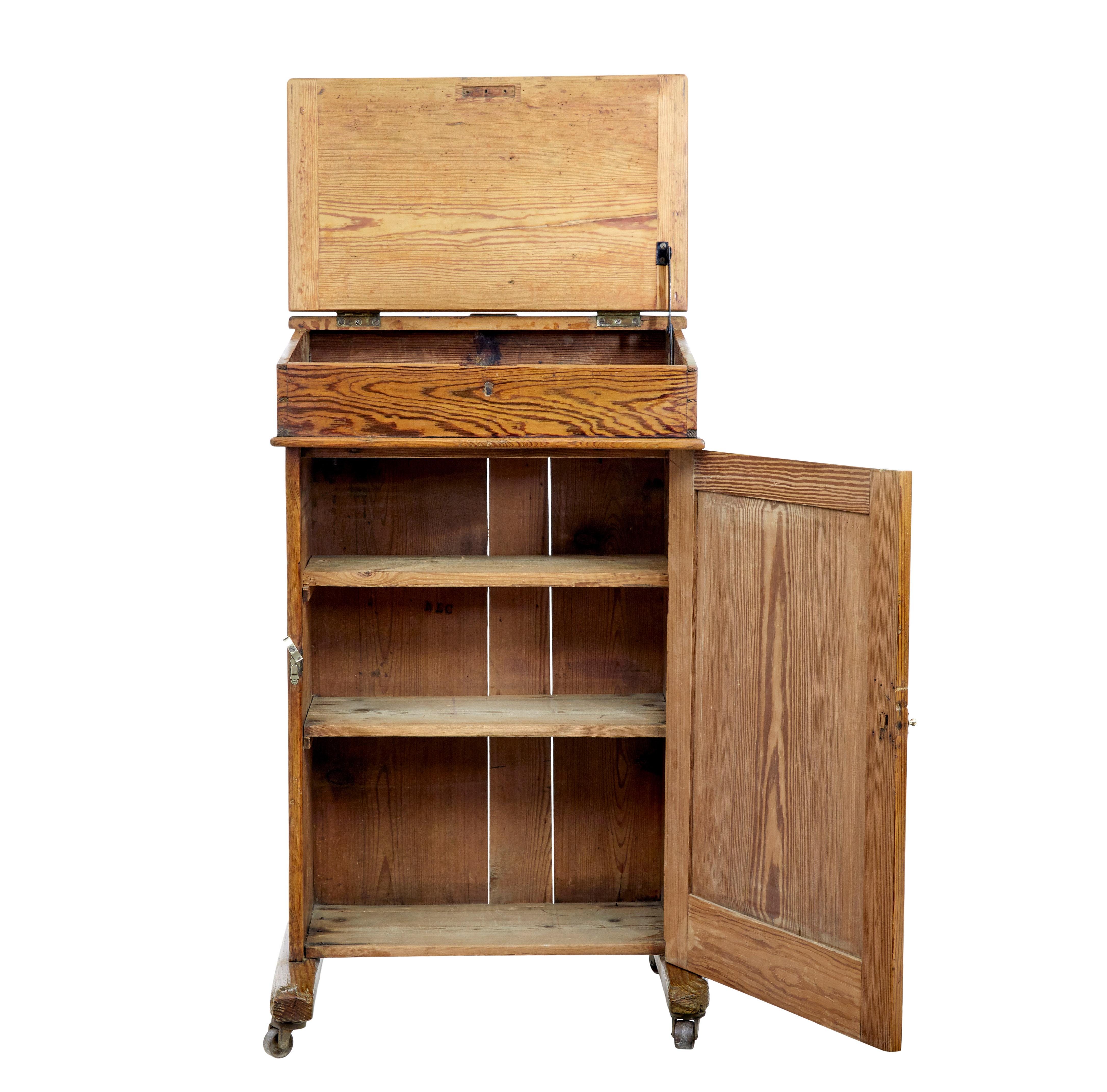 Victorian 19th Century tall pine lecture writing desk For Sale