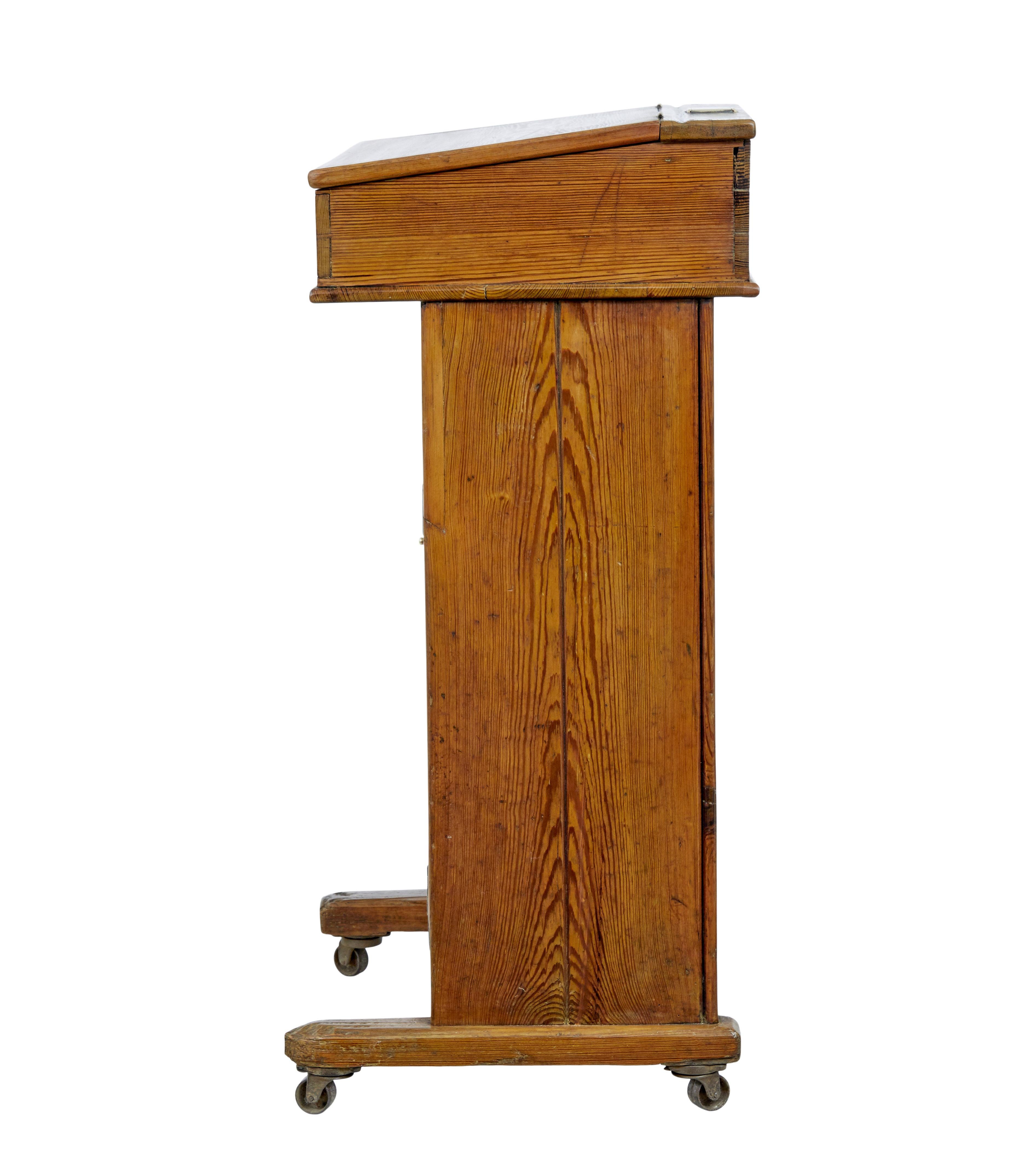 English 19th Century tall pine lecture writing desk For Sale