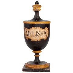 Vaso per erbe aromatiche in legno alto del XIX secolo con vernice originale
