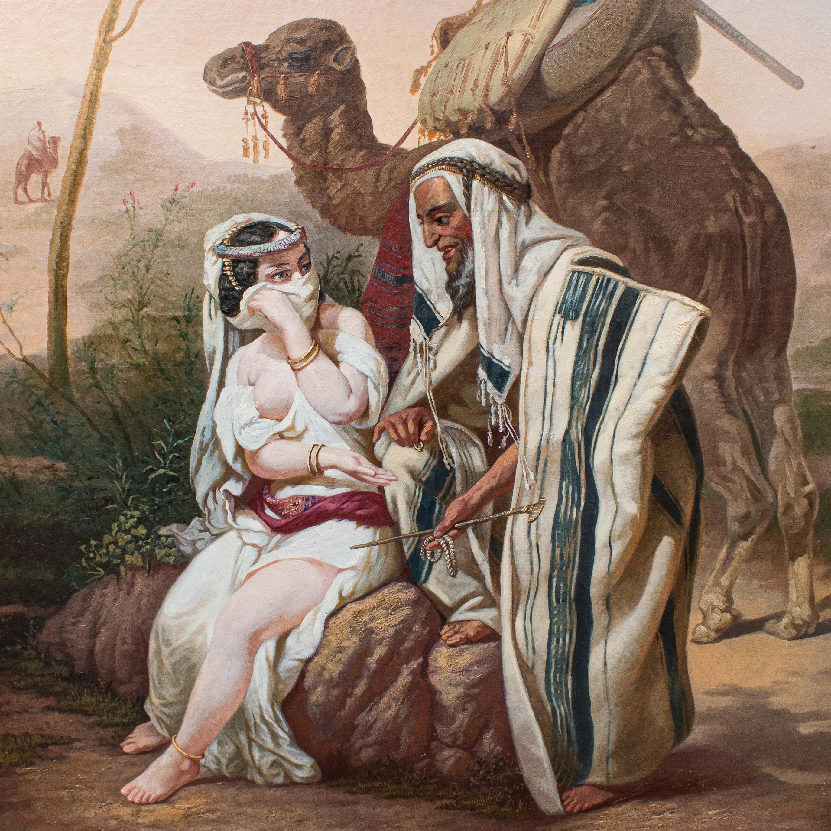 19th Century Tamar of Judah Orientalist Painting Oil on canvas 7