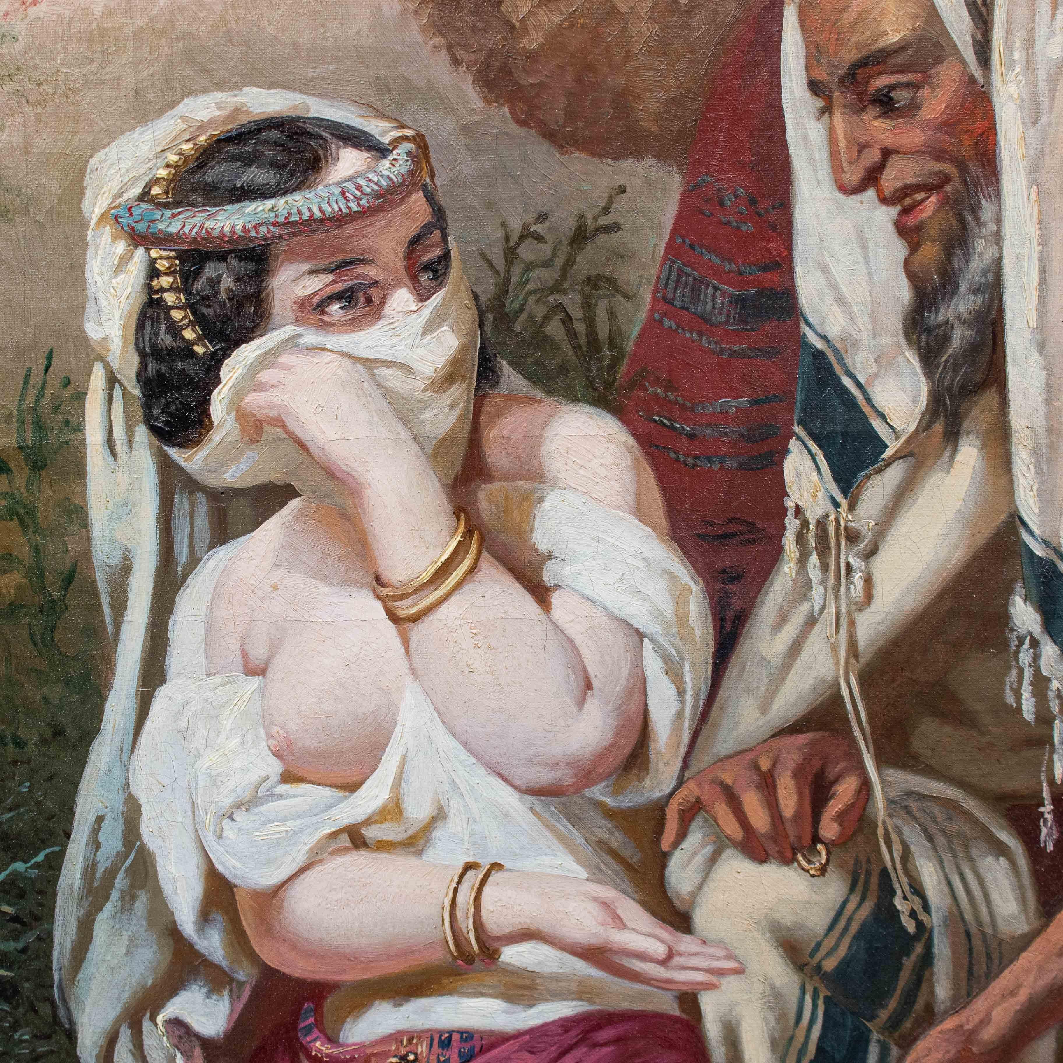 Italian 19th Century Tamar of Judah Orientalist Painting Oil on canvas