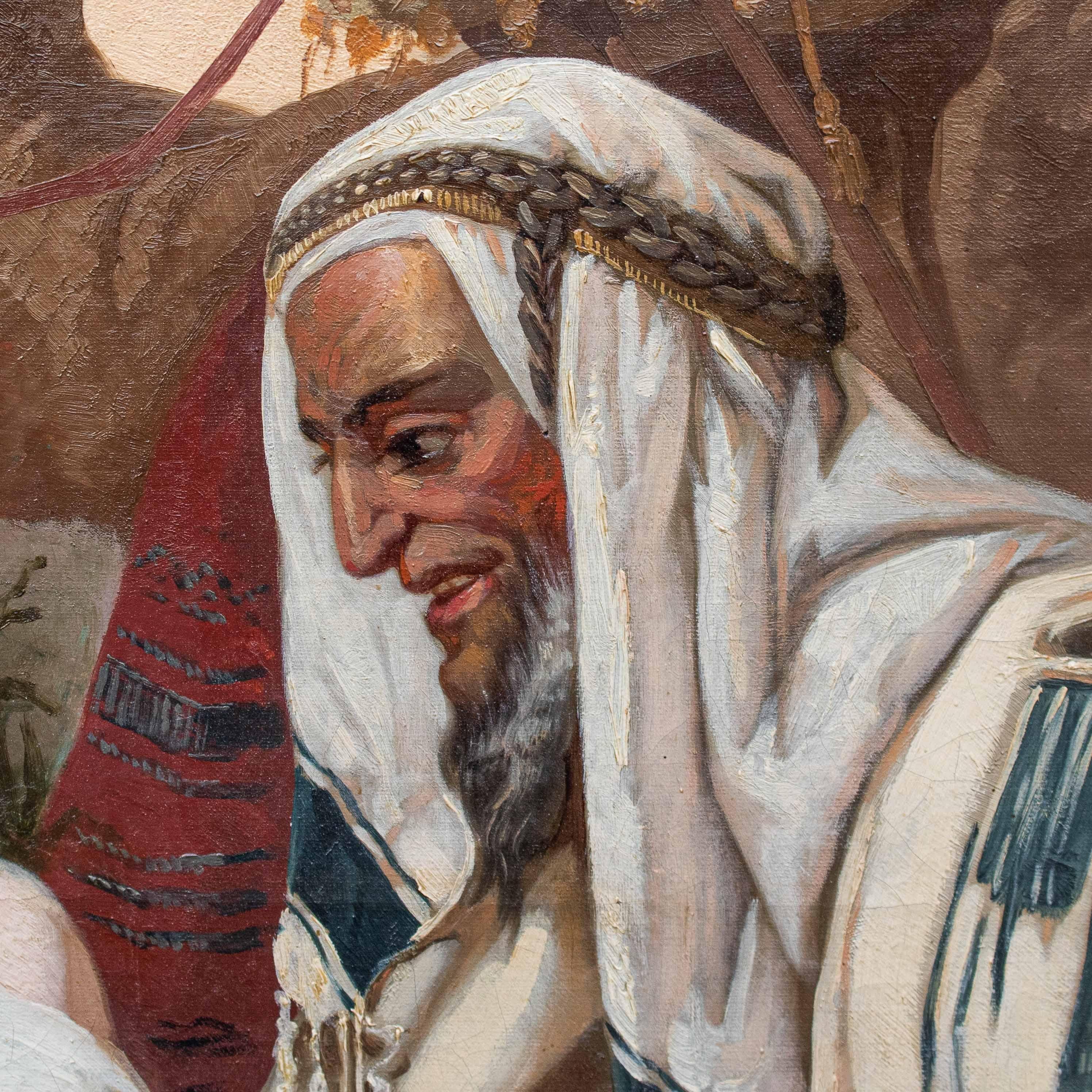 Oiled 19th Century Tamar of Judah Orientalist Painting Oil on canvas