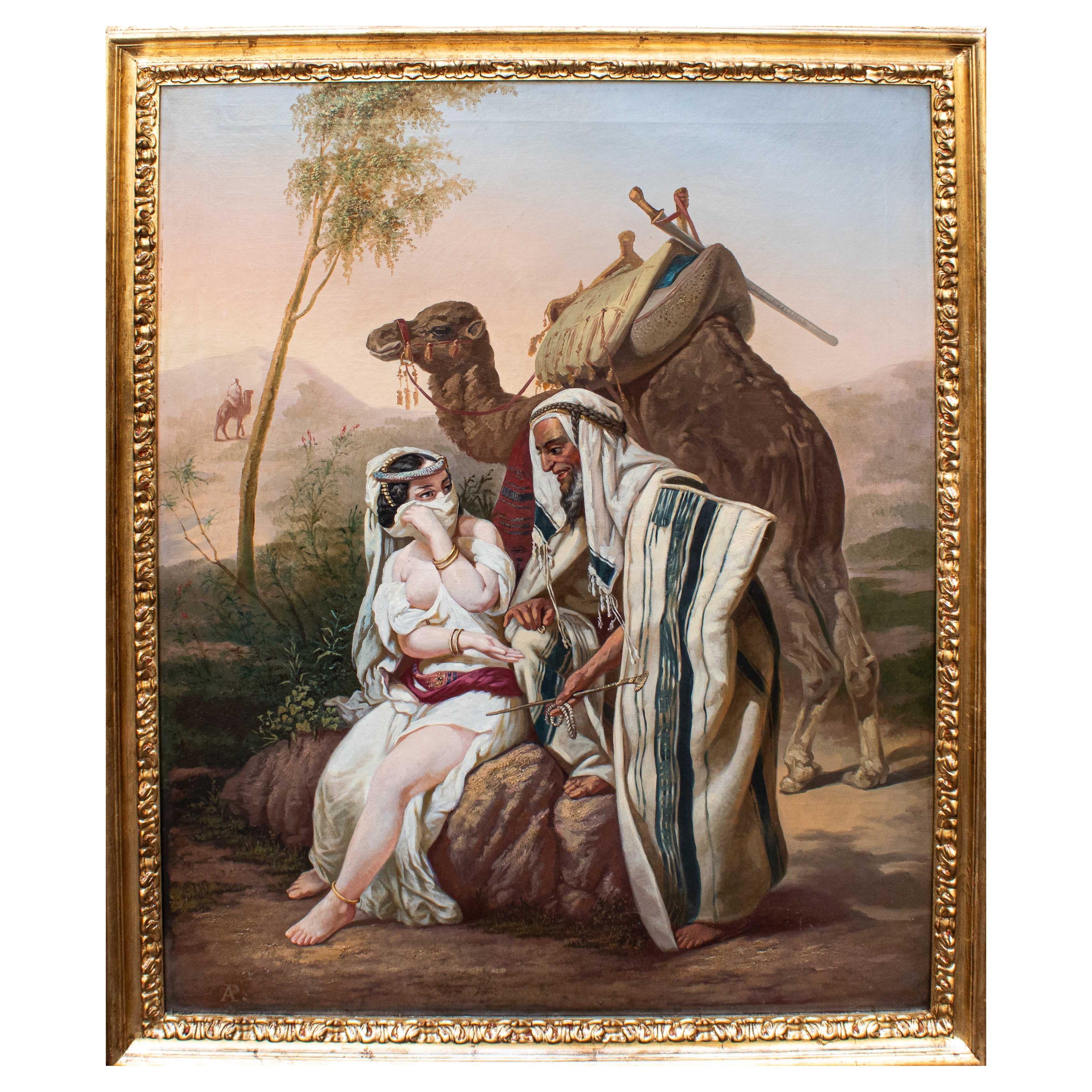 19th Century Tamar of Judah Orientalist Painting Oil on canvas