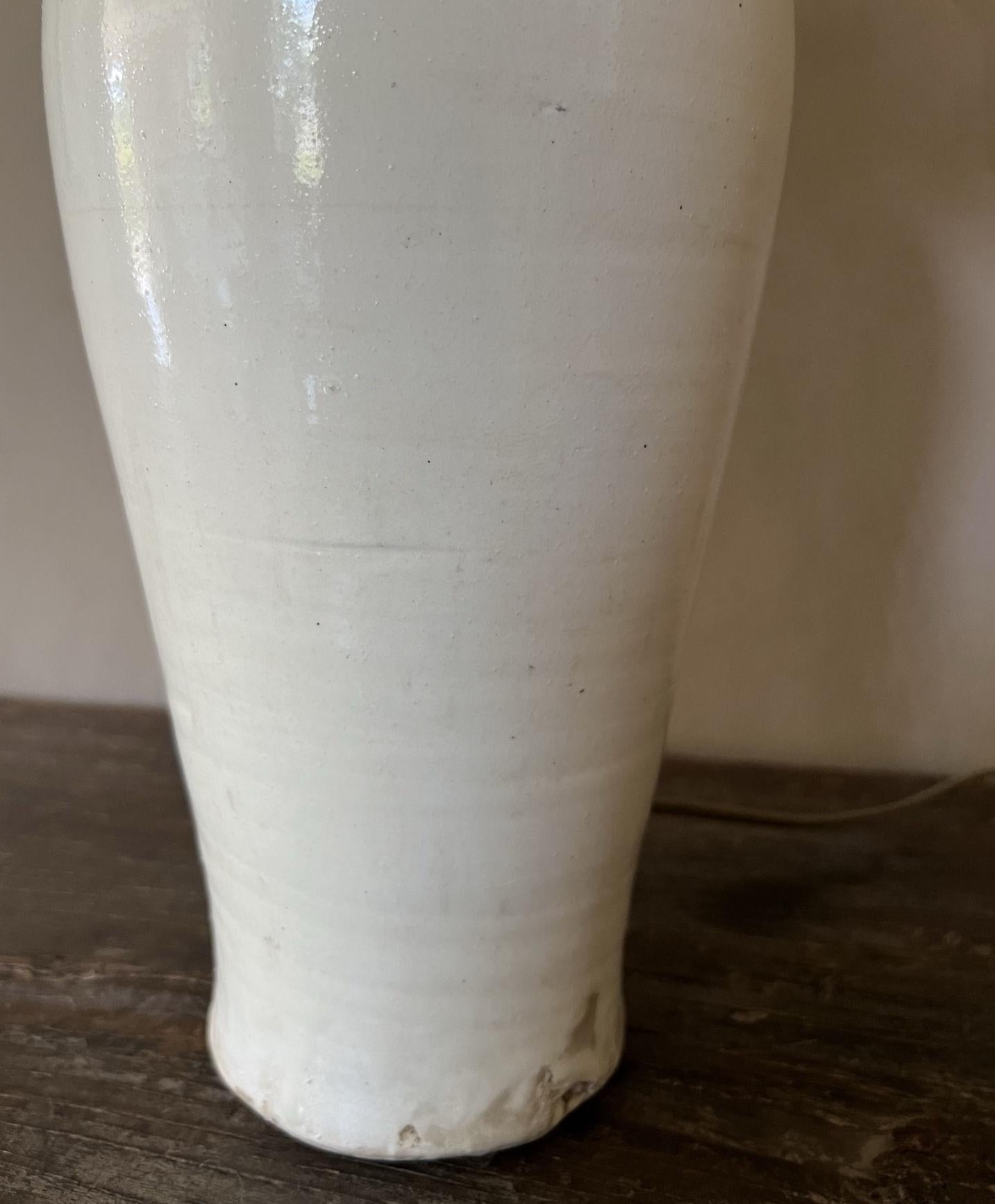 Chinese 19th Century Tang Style white Vase Tablelamp