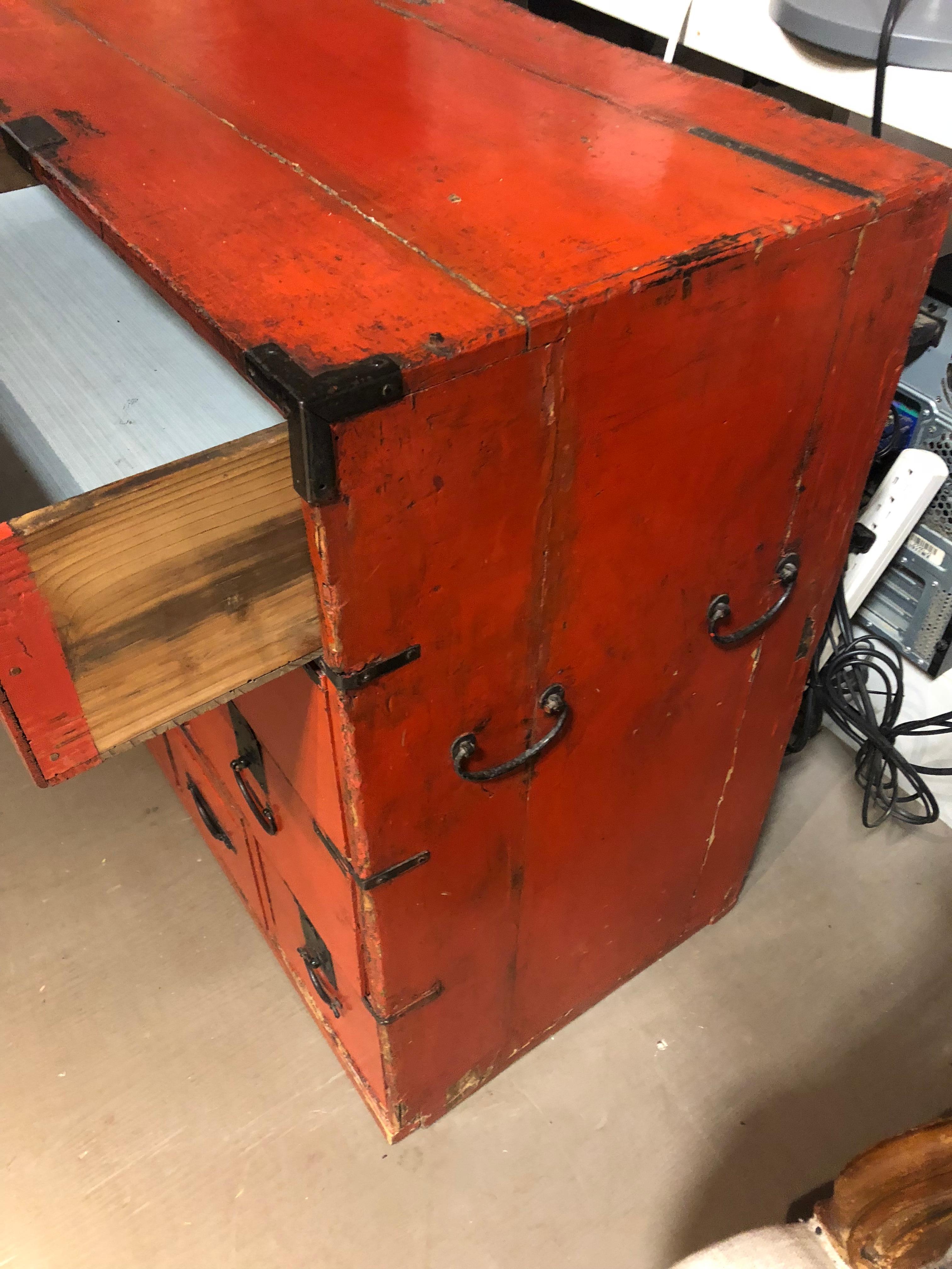 19th Century Tansu Chest, Lacquer 4