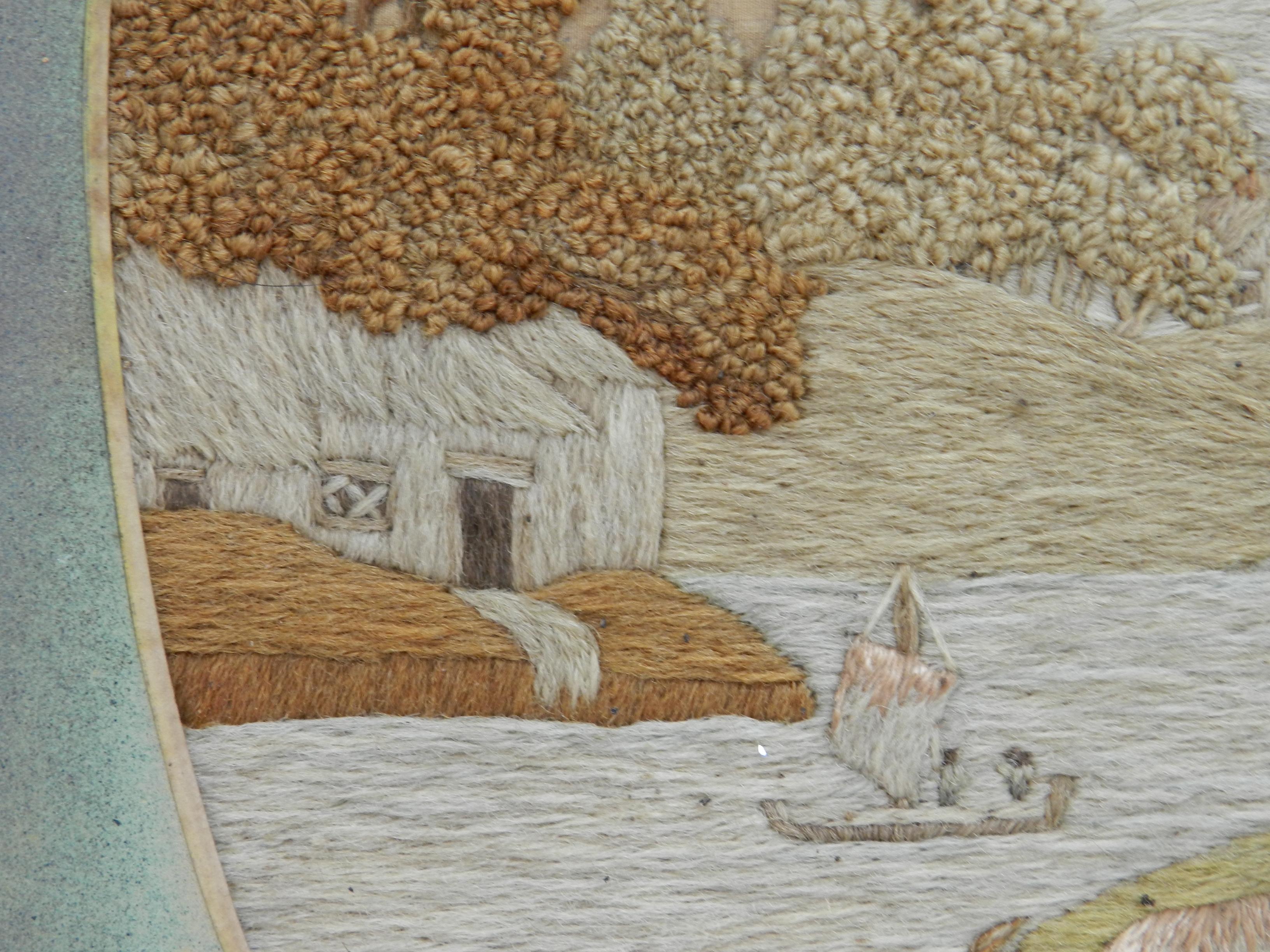 19. Jahrhundert Wandteppich Kind mit Hund Petit Point Wanddekor, kostenloser Versand 1