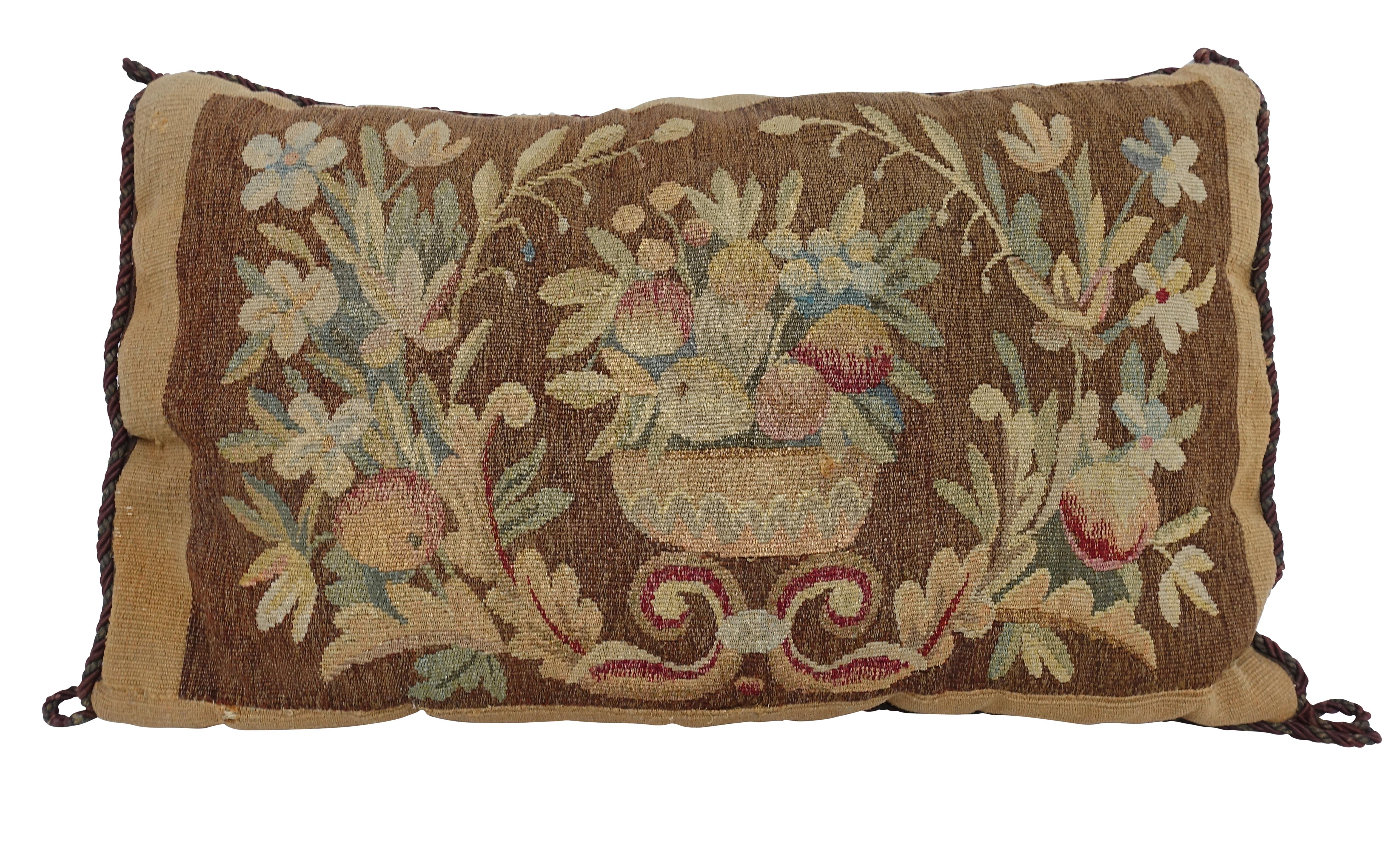European 19th Century Tapestry Fragment Pillow