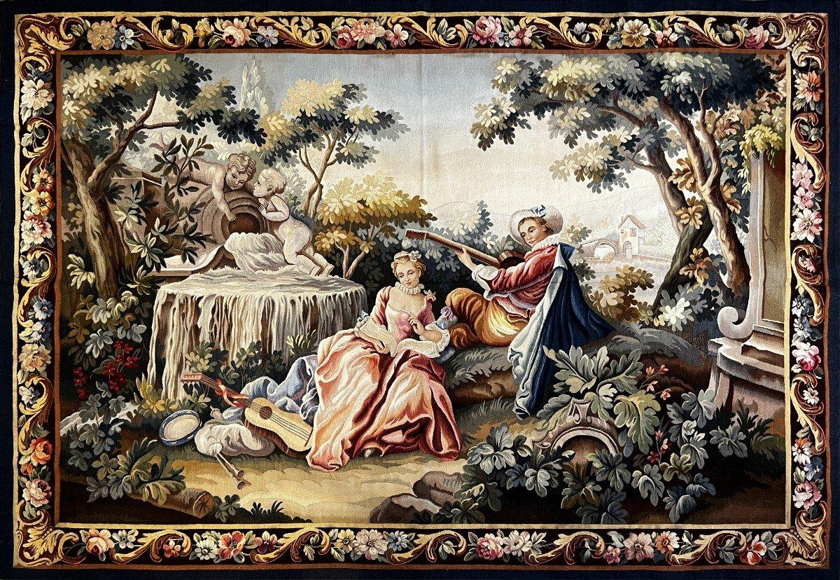 Tapisserie du 19ème siècle Scène galante - N° 1115 en vente