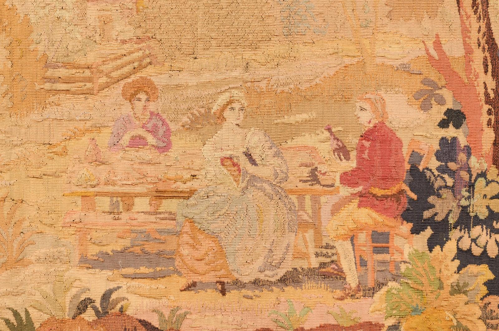 19th Century Tapestry of Countryside Scene with Figures 6