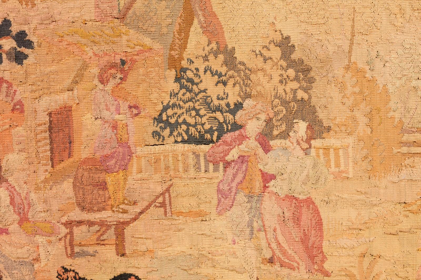 19th century Tapestry of Countryside Scene with Figures.