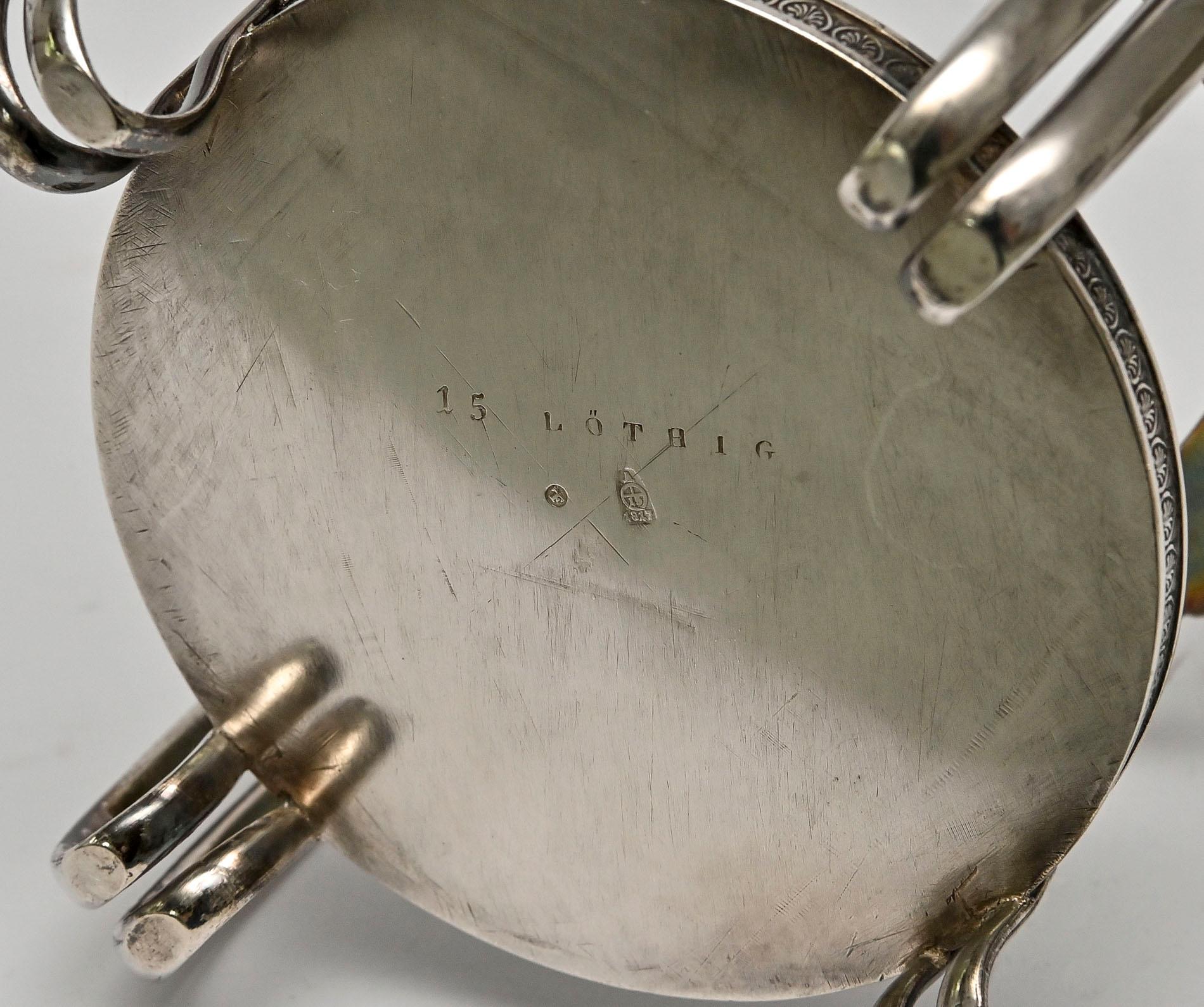 Empire 19th Century Tea Coffee Water Silver Pot Rechaud Vienna 1817 Arms of Nobility