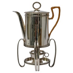 19th Century Tea Coffee Water Silver Pot Rechaud Vienna 1817 Arms of Nobility