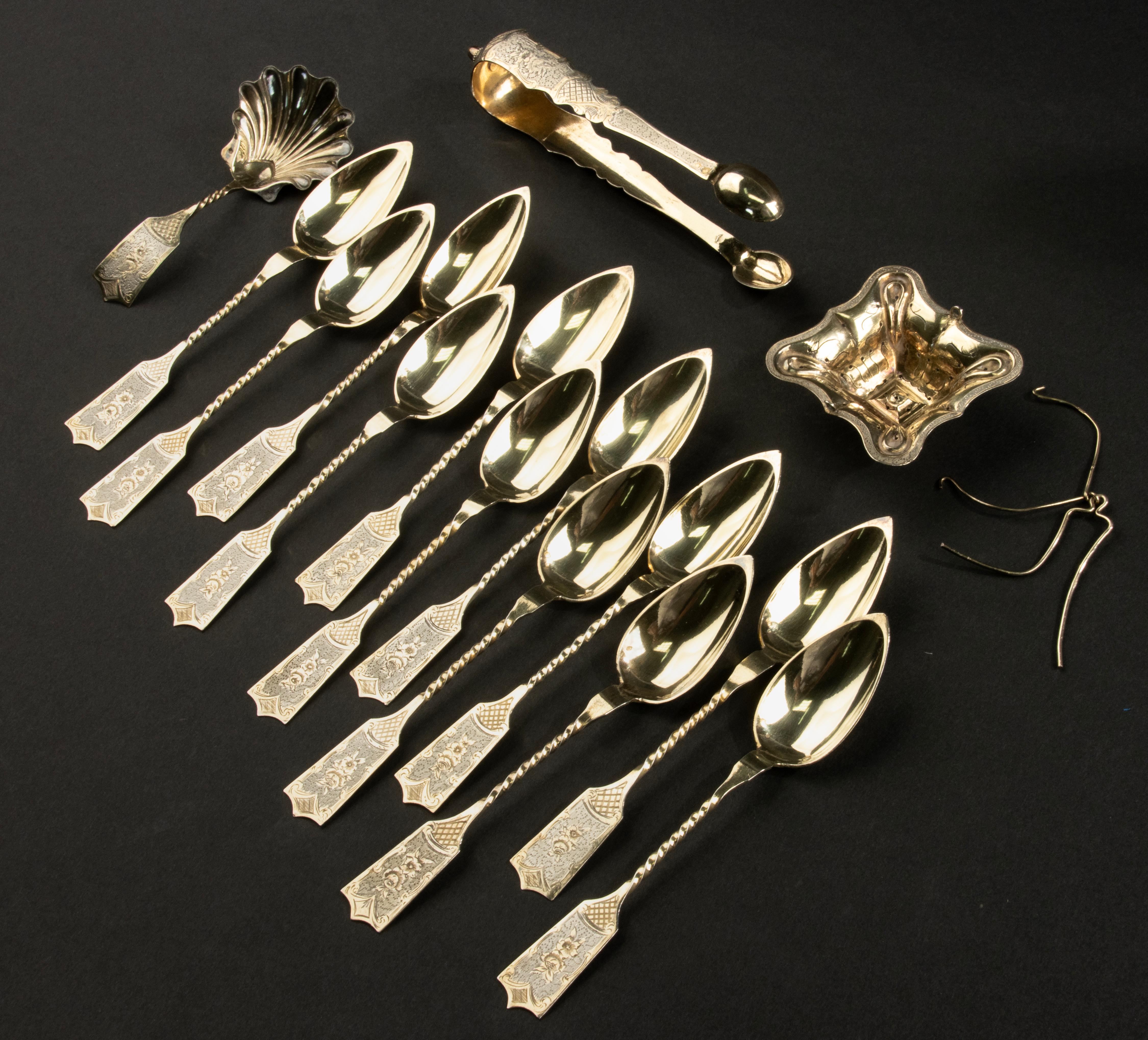 19th Century Tea Cutlery Set - Silver - Complete in Inlaid Box - Napoleon III For Sale 7