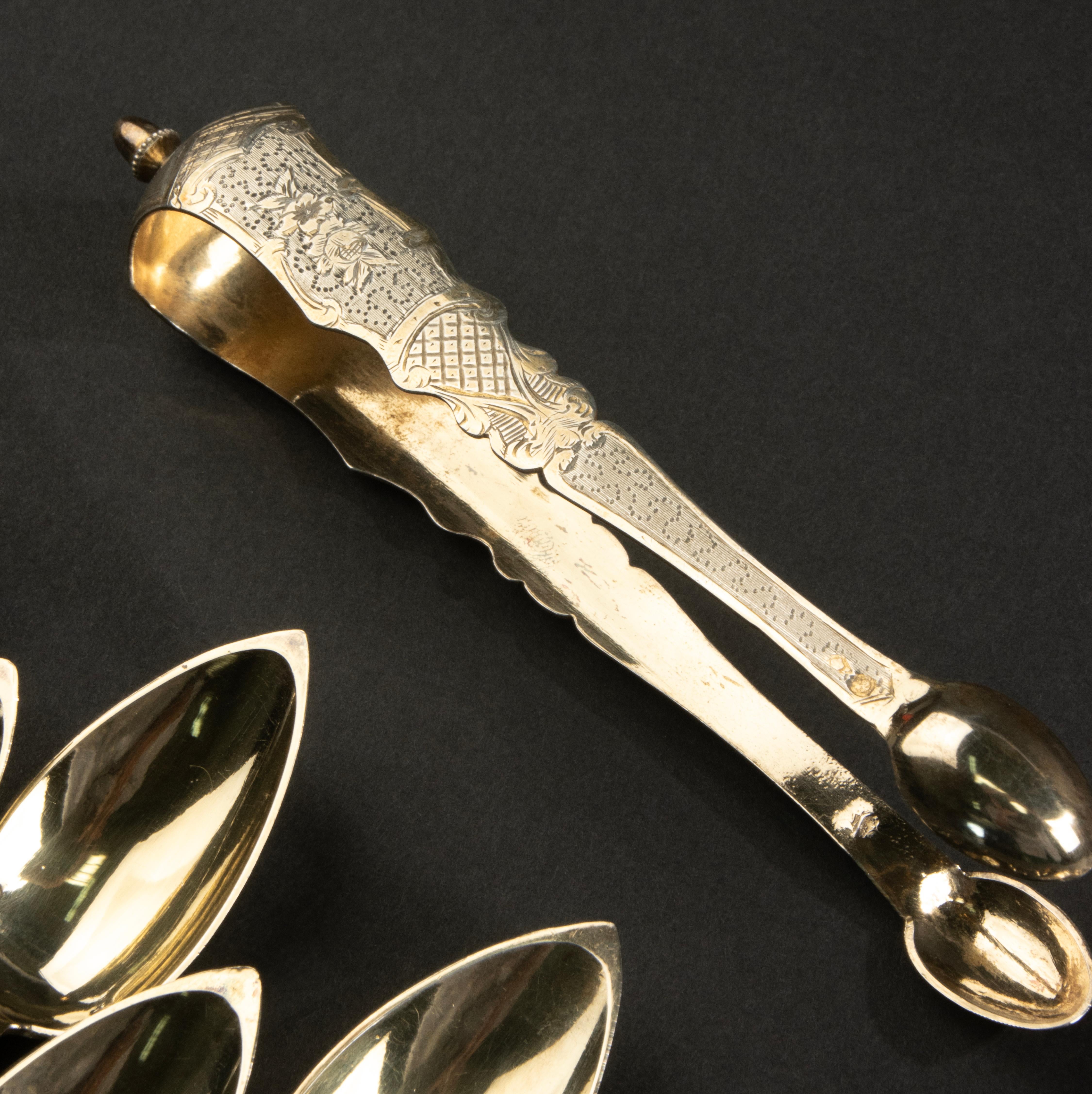19th Century Tea Cutlery Set - Silver - Complete in Inlaid Box - Napoleon III For Sale 13