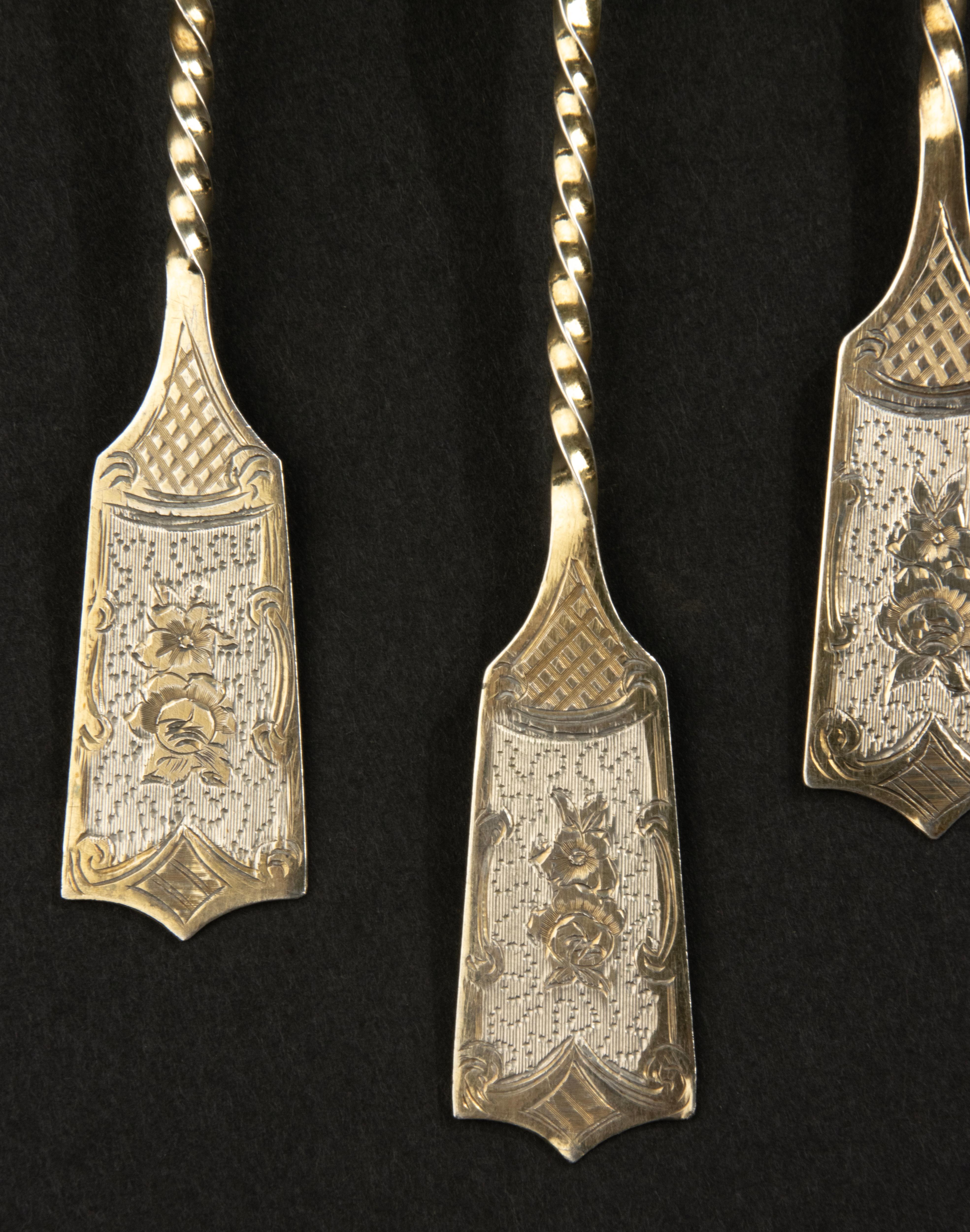 19th Century Tea Cutlery Set - Silver - Complete in Inlaid Box - Napoleon III For Sale 14