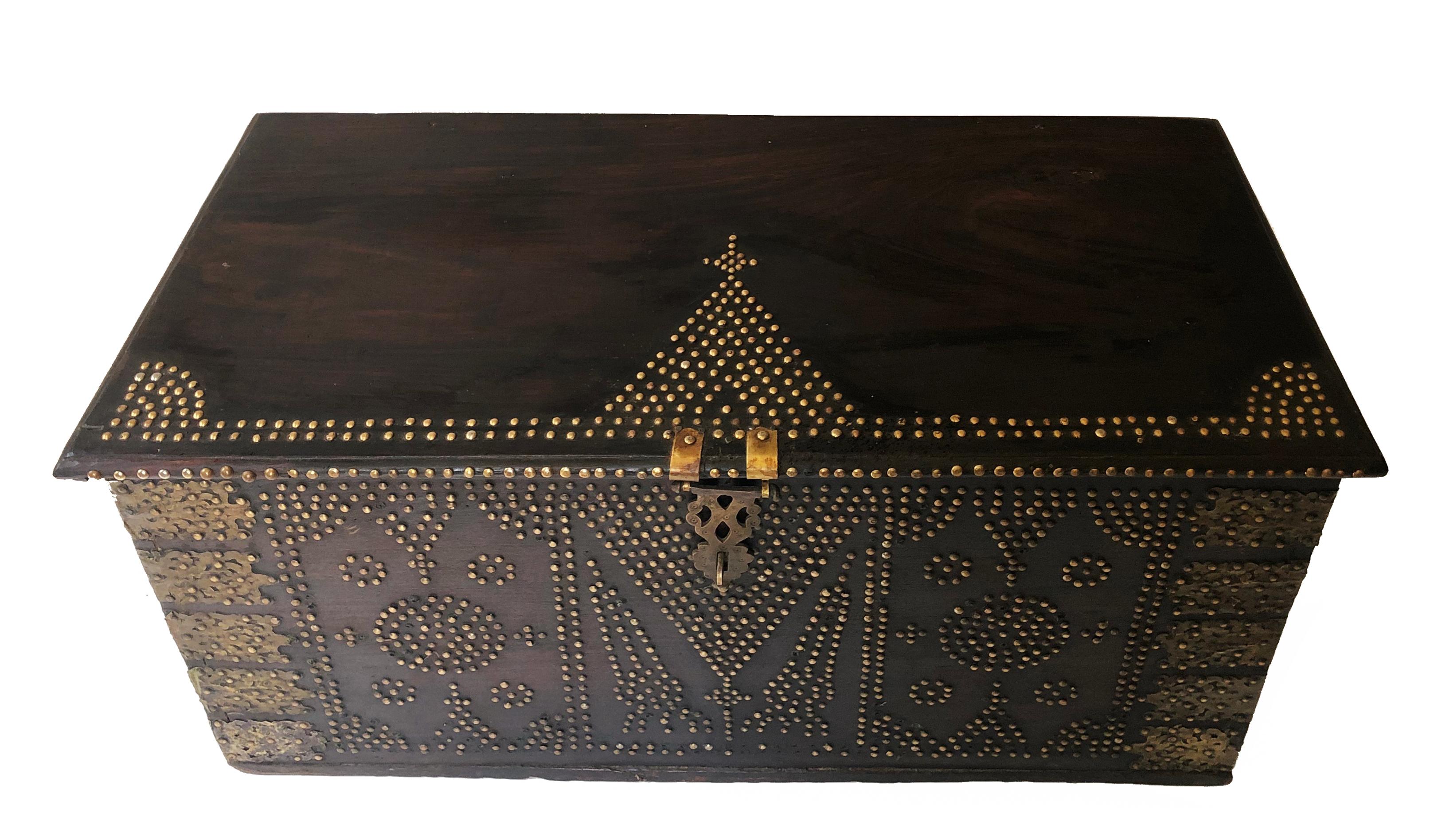 19th Century Teak Brass-Studded Zanzibar Chest In Good Condition In Brooklyn, NY