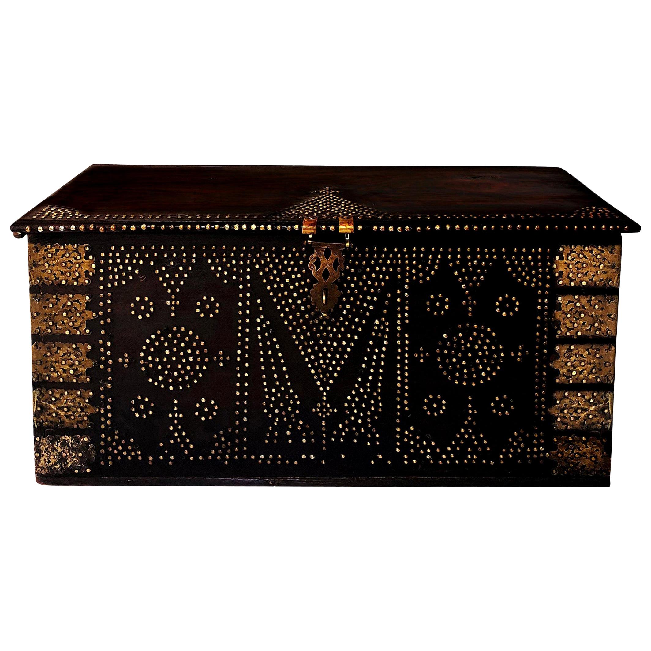 19th Century Teak Brass-Studded Zanzibar Chest