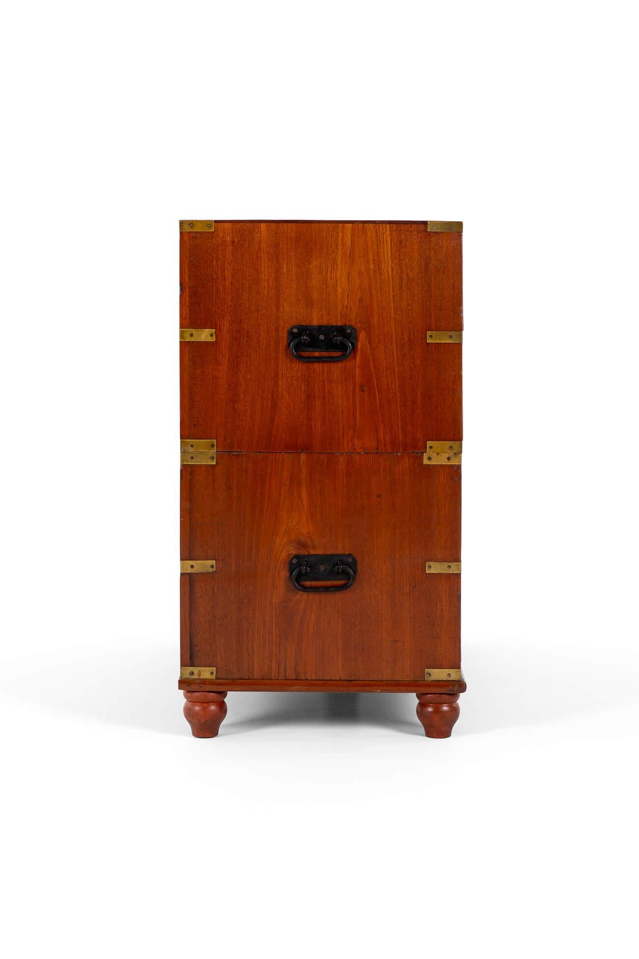 Hand-Crafted 19th Century Teak Campaign Chest For Sale