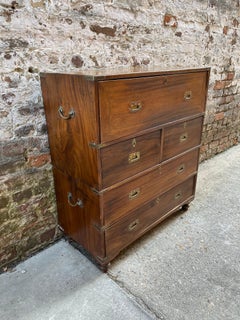 19th Century Teak Campaign desk with Secretary Drawer