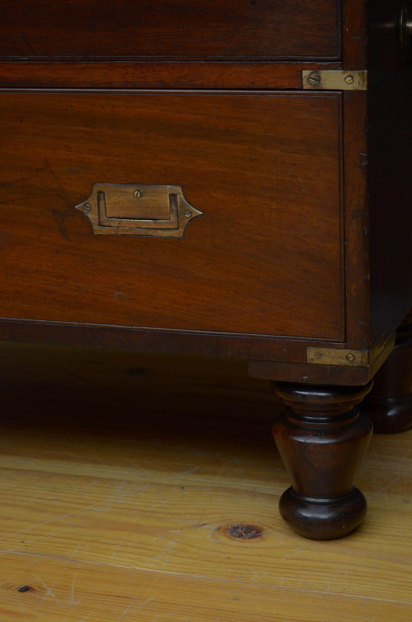 19th Century Teak Military Chest of Narrow Proportions 8