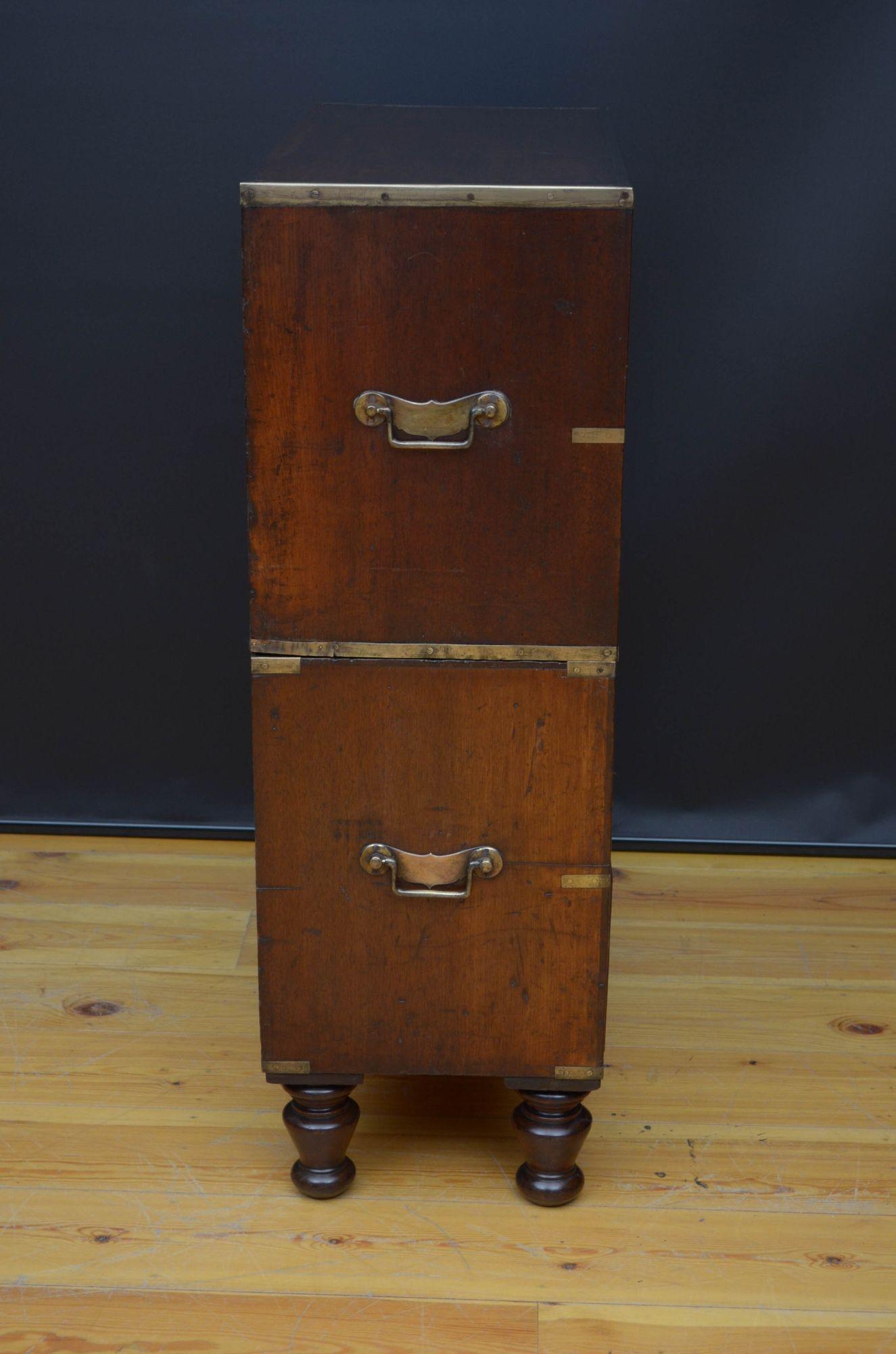 19th Century Teak Military Chest of Narrow Proportions 9