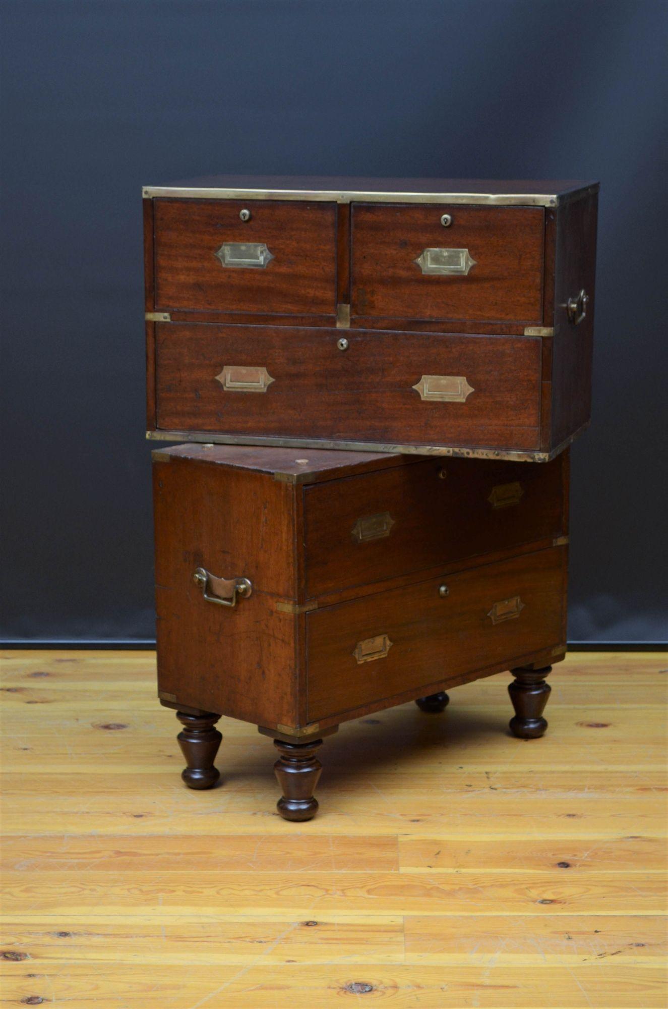 19th Century Teak Military Chest of Narrow Proportions 13